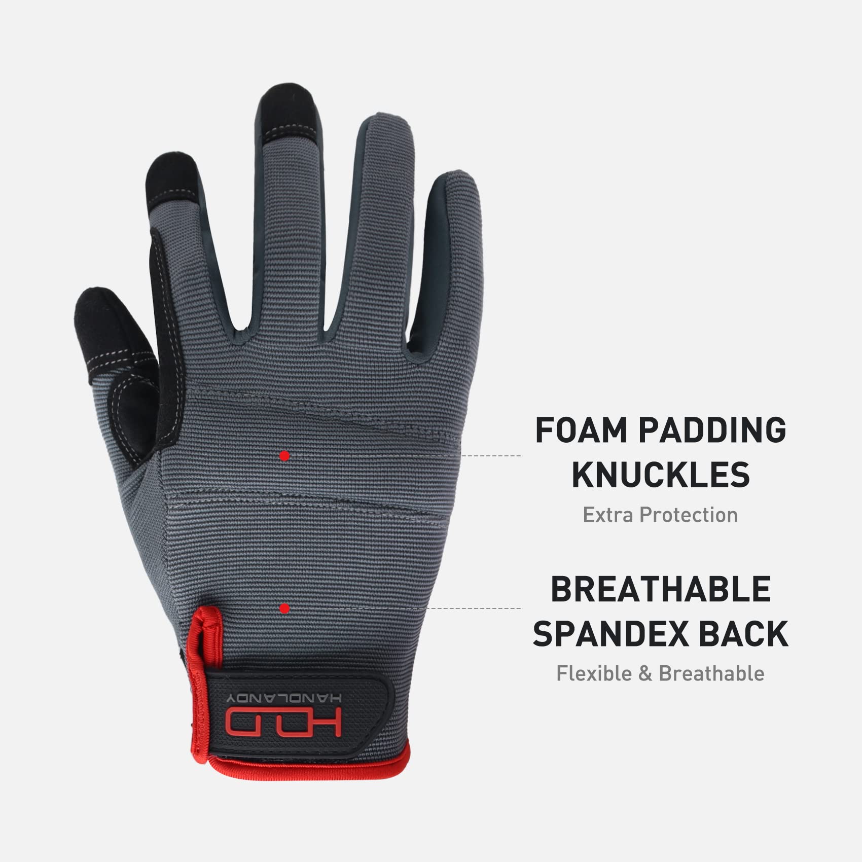 Handlandy Touch Screen Work Gloves - Durable Mechanic Gloves for Men & Women - Perfect for Yard Work & DIY Projects