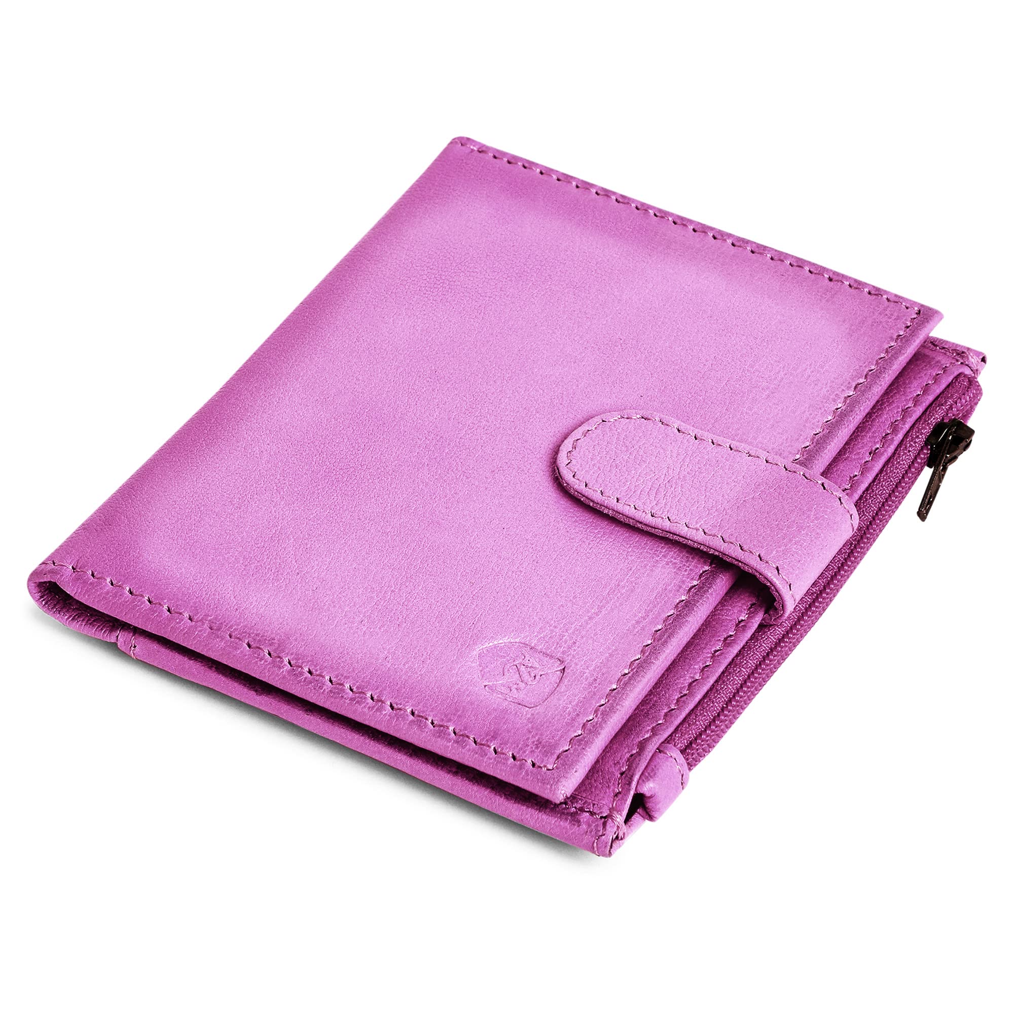 ALLEN & MATE Women's RFID Blocking Genuine Leather Wallet - Slim Bi-Fold Design with Zipper Coin Pocket & ID Window - Perfect for Everyday Use, Travel, and Gift Giving
