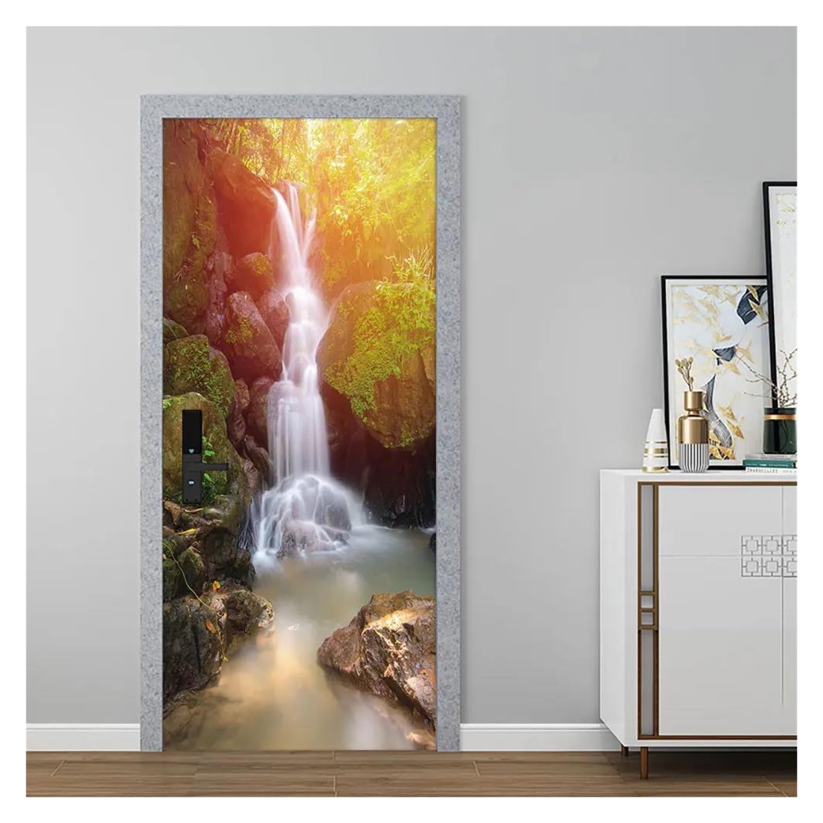 DIY Waterfall Scenery Door Stickers - 77x200cm Removable Wall Decals for Home Decor, Living Room Art Mural, Bedroom & Office Wall Stickers - Perfect for Home Improvement and Interior Design