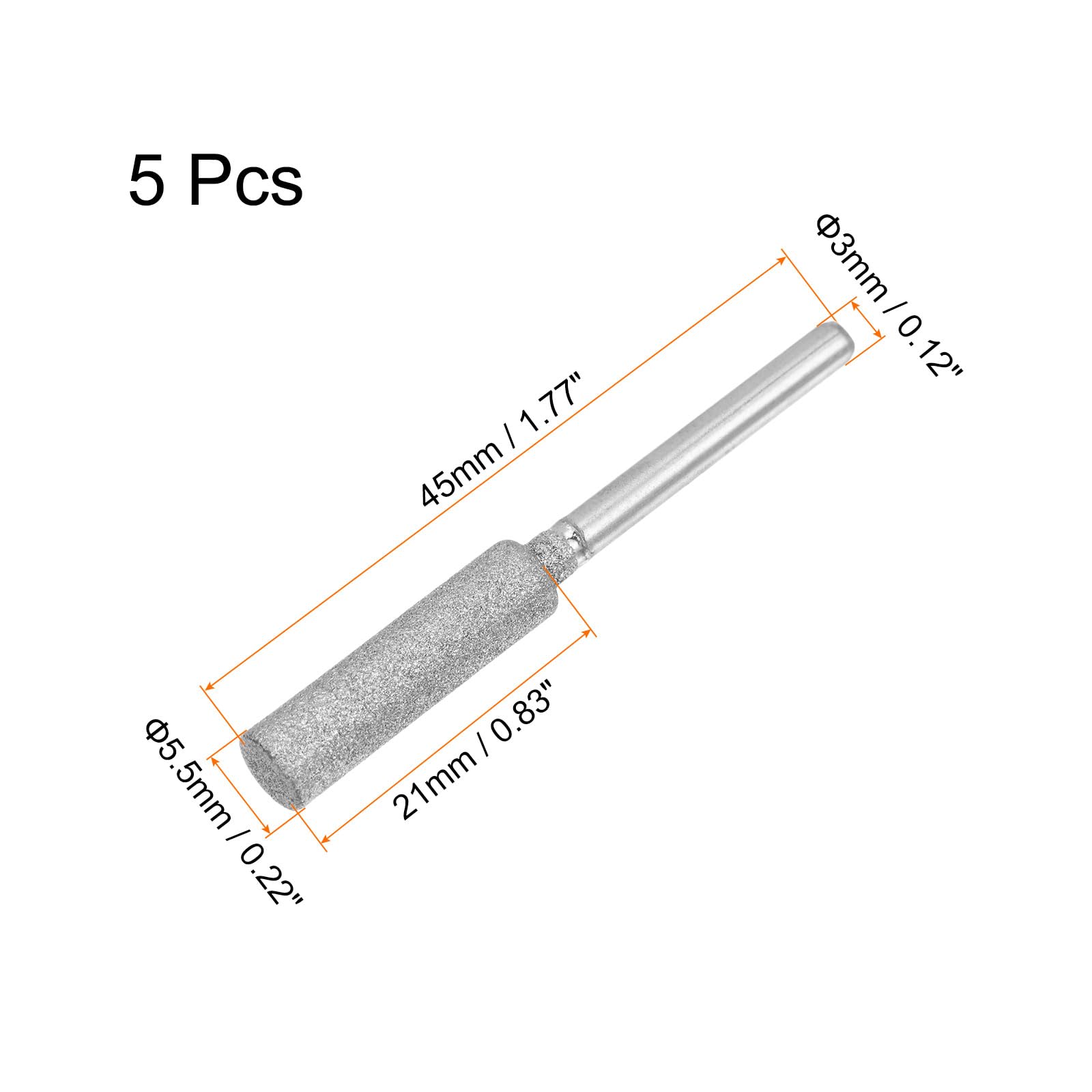 HARFINGTON 5-Piece Diamond Chainsaw Sharpener Bits 7/32