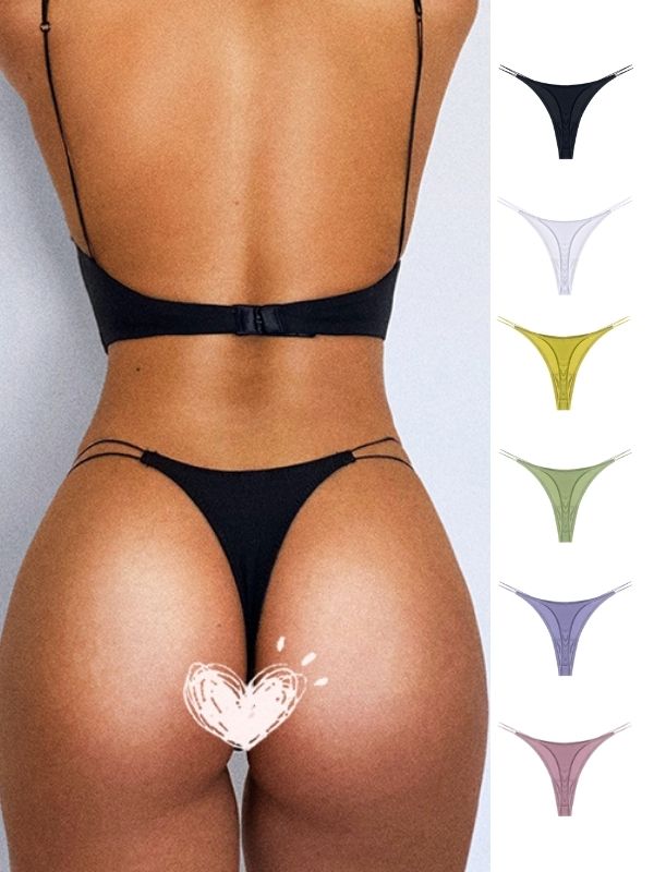 ZASUWA Women's Breathable Double Strap Thong Underwear - Comfortable Seamless Panties for Everyday Wear, Yoga & Workout