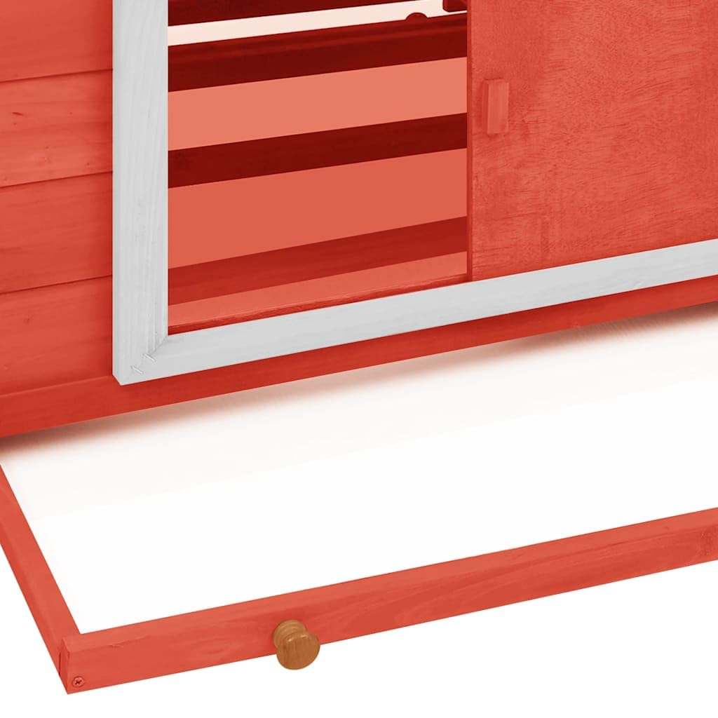 Premium Solid Firwood Chicken Coop with Front Window & Nesting Boxes - Easy to Clean, Weatherproof Roof, Red & White Design (59.8