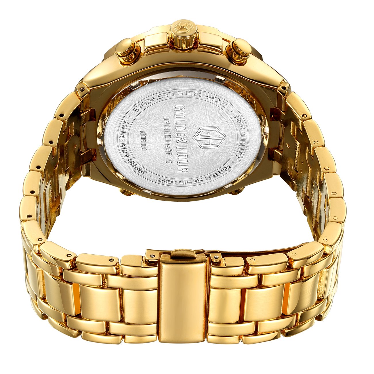 GOLDEN HOUR Luxury Stainless Steel Analog Digital Watch for Men - Waterproof Sports Wristwatch with Heavy Duty Design | Perfect for Outdoor Activities, Hiking & Everyday Wear
