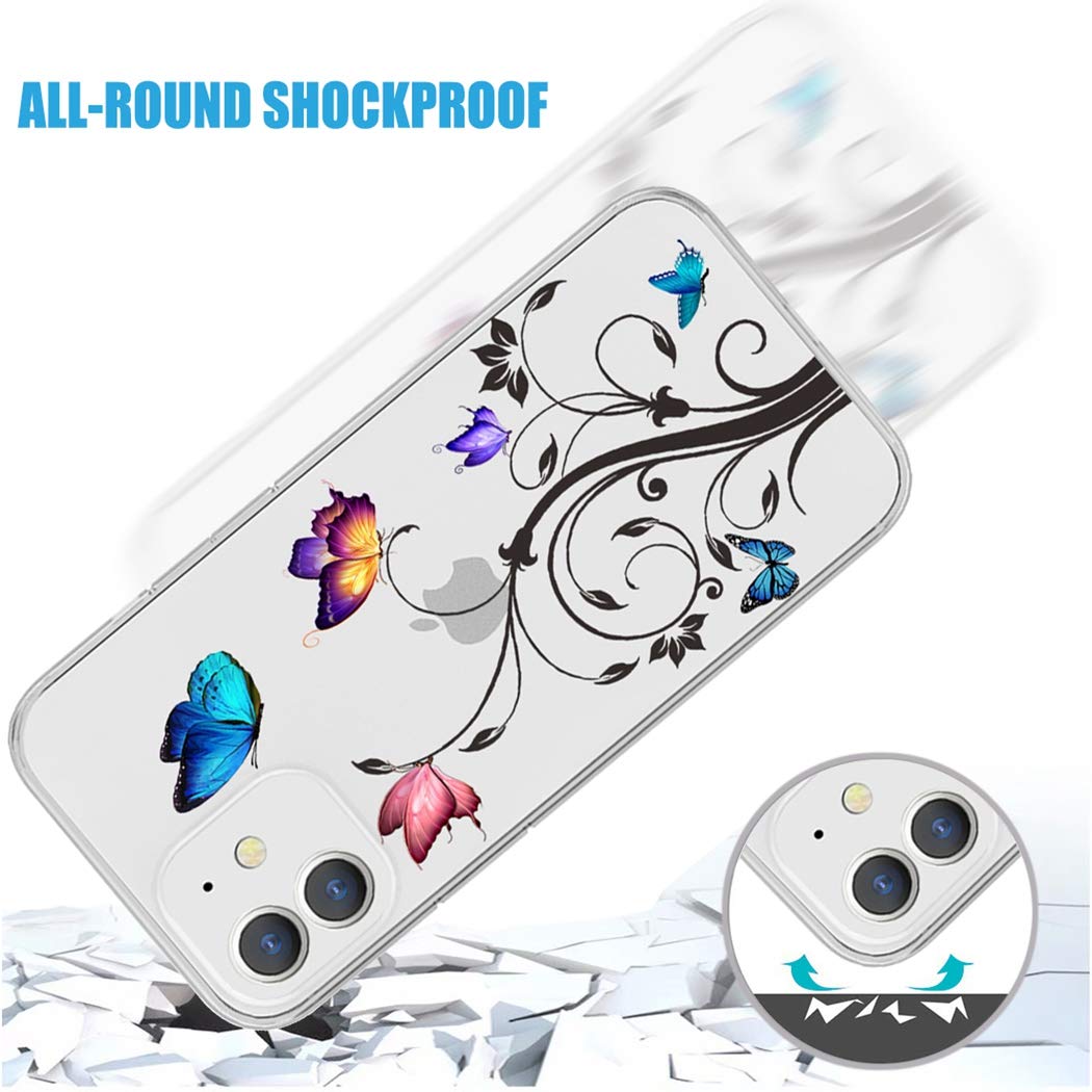 **Clear Shockproof TPU Phone Case for iPhone 11 (6.1 Inch) - Cute Butterfly Design Protective Cover for Women & Girls | Perfect for Everyday Use, Travel & Work**