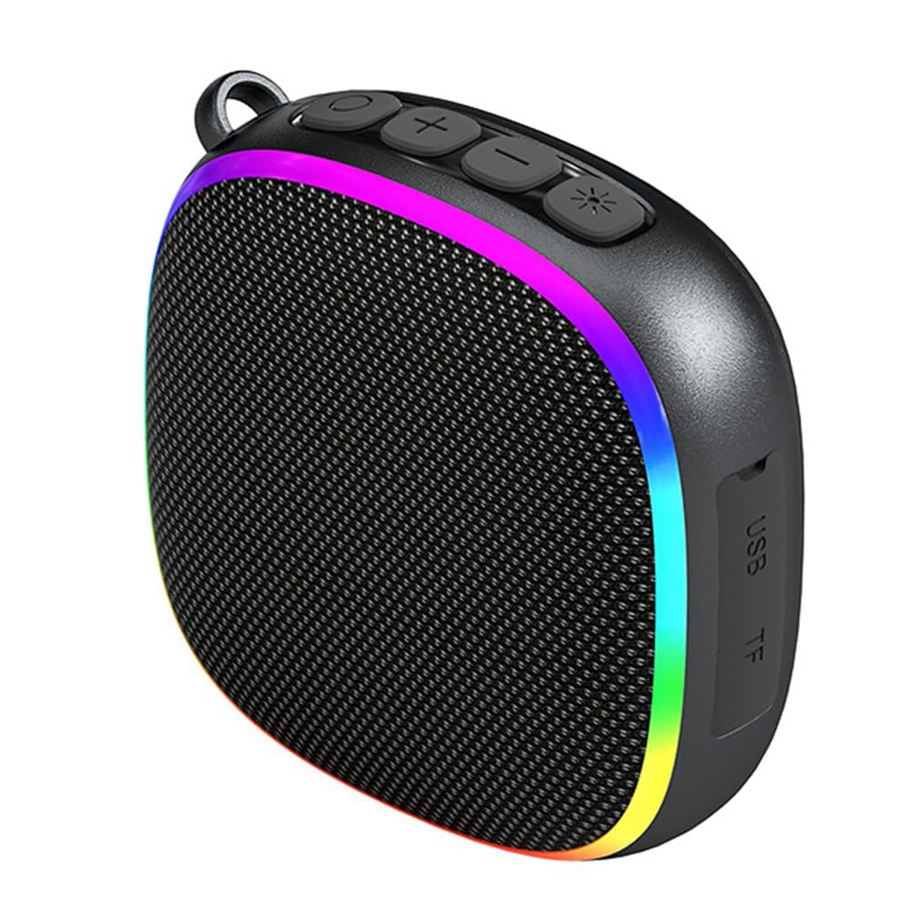 Louttary Portable Mini Bluetooth Speakers - Wireless Stereo Pair, Magnetic Dustproof Design with RGB Lights for Outdoor/Indoor Use - Perfect for Travel, Parties, and Home Entertainment (Black)