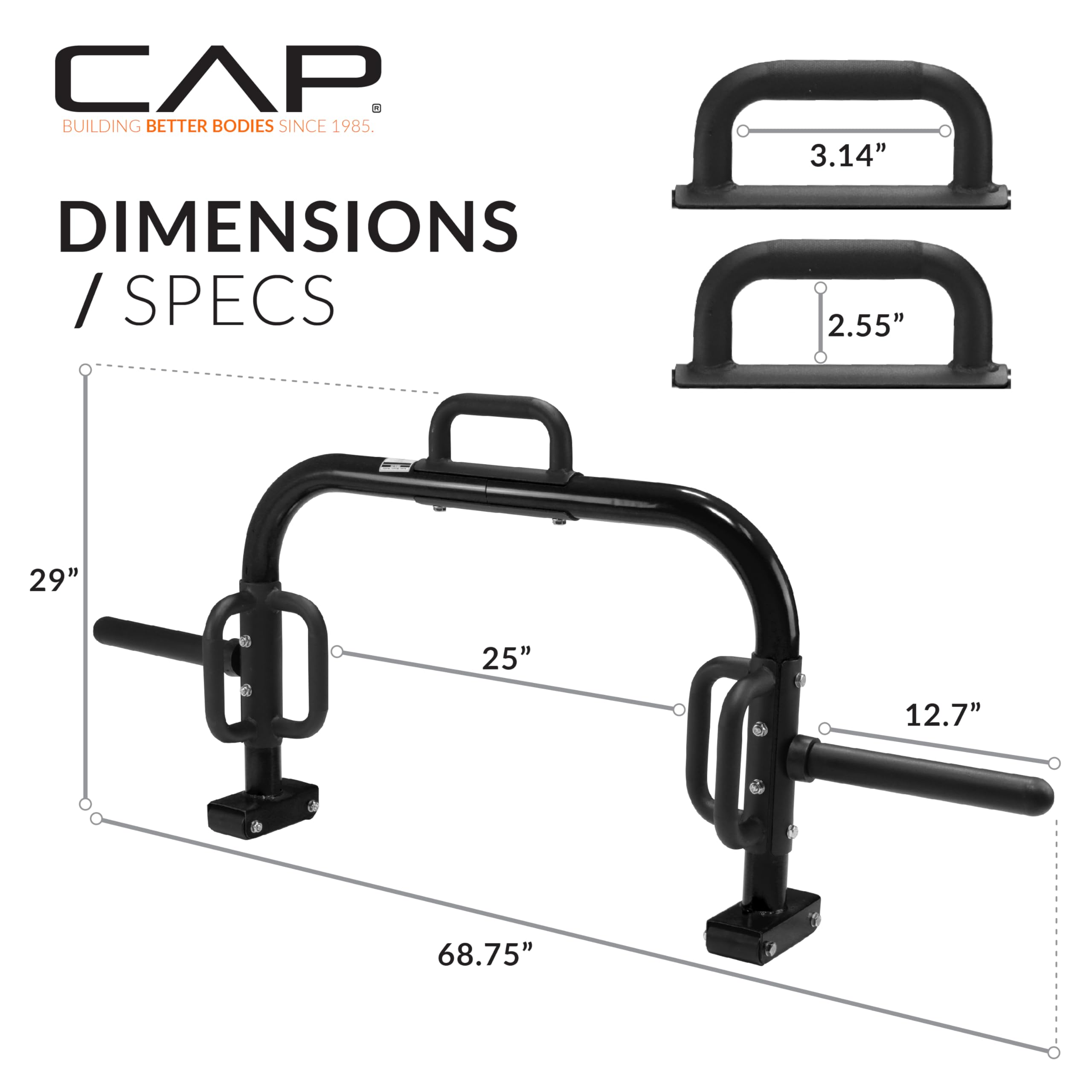 CAP Barbell Deluxe Open Trap Bar - Olympic & Standard Weight Plate Compatible Hex Shrug Bar for Deadlifts, Squats & Strength Training