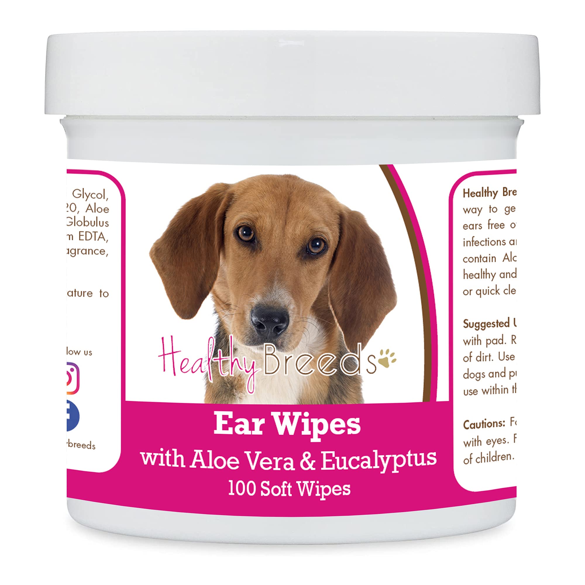 Healthy Breeds Harrier Dog Ear Cleaning Wipes with Aloe & Eucalyptus - 100 Count Gentle Wipes for Ear Hygiene, Odor Control & Infection Prevention - Perfect for Regular Cleaning & After Bath Care