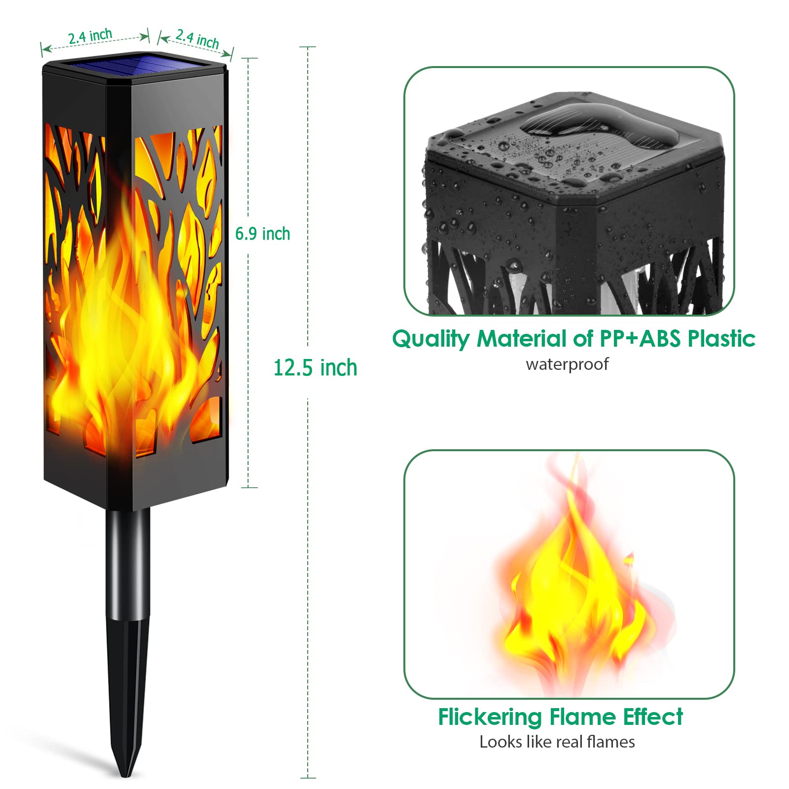 TomCare Solar Torch Lights Outdoor - Waterproof Flickering Flame Solar Lights for Garden, Patio, Pathway - Decorative Solar Lighting for Backyard, Lawn, Yard, Landscape