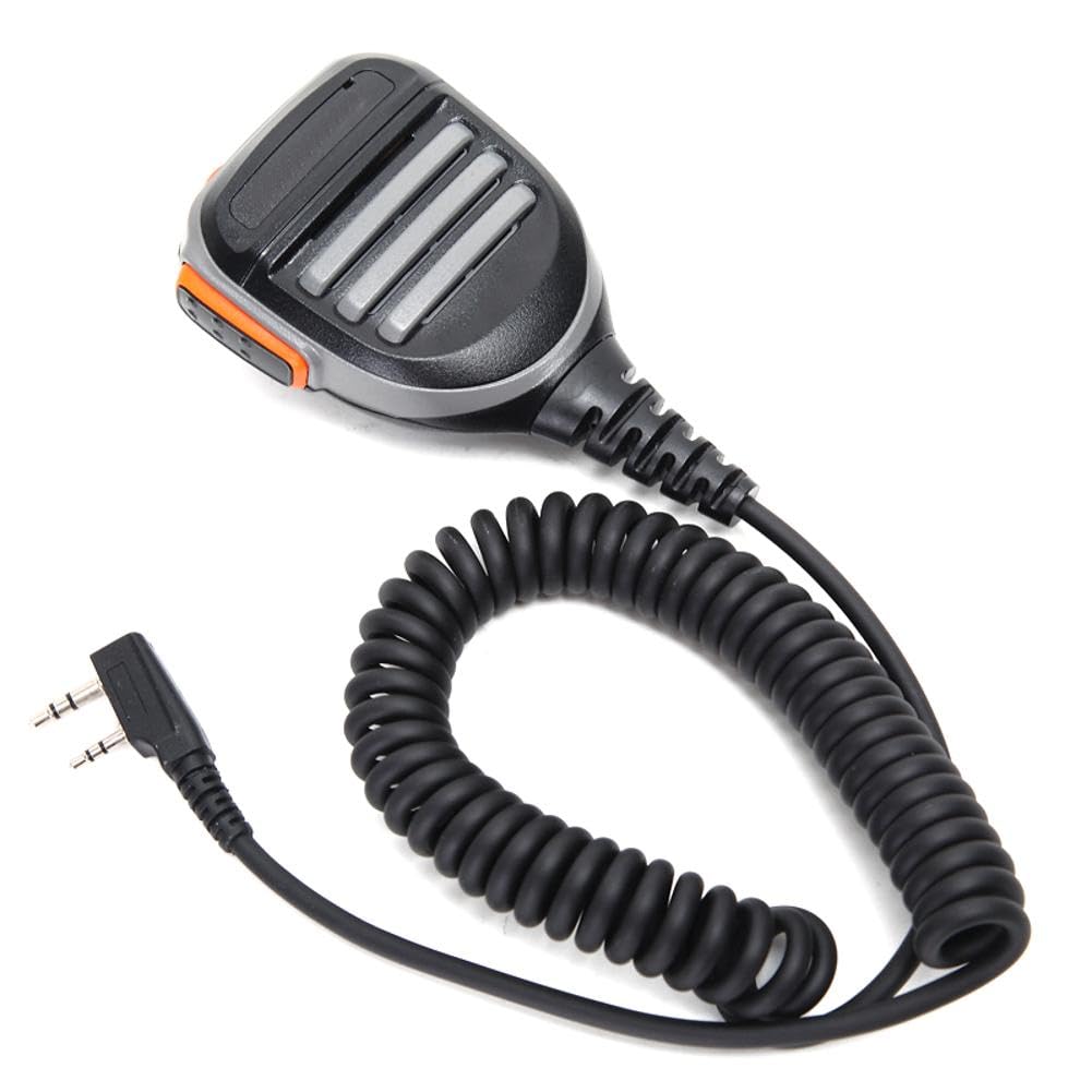MOUDOAUER 2-Pin Handheld Speaker Microphone Replacement for Kenwood TYT Baofeng Walkie Talkie - Durable Clear Audio for Outdoor Adventures, Construction Sites & Emergency Communication