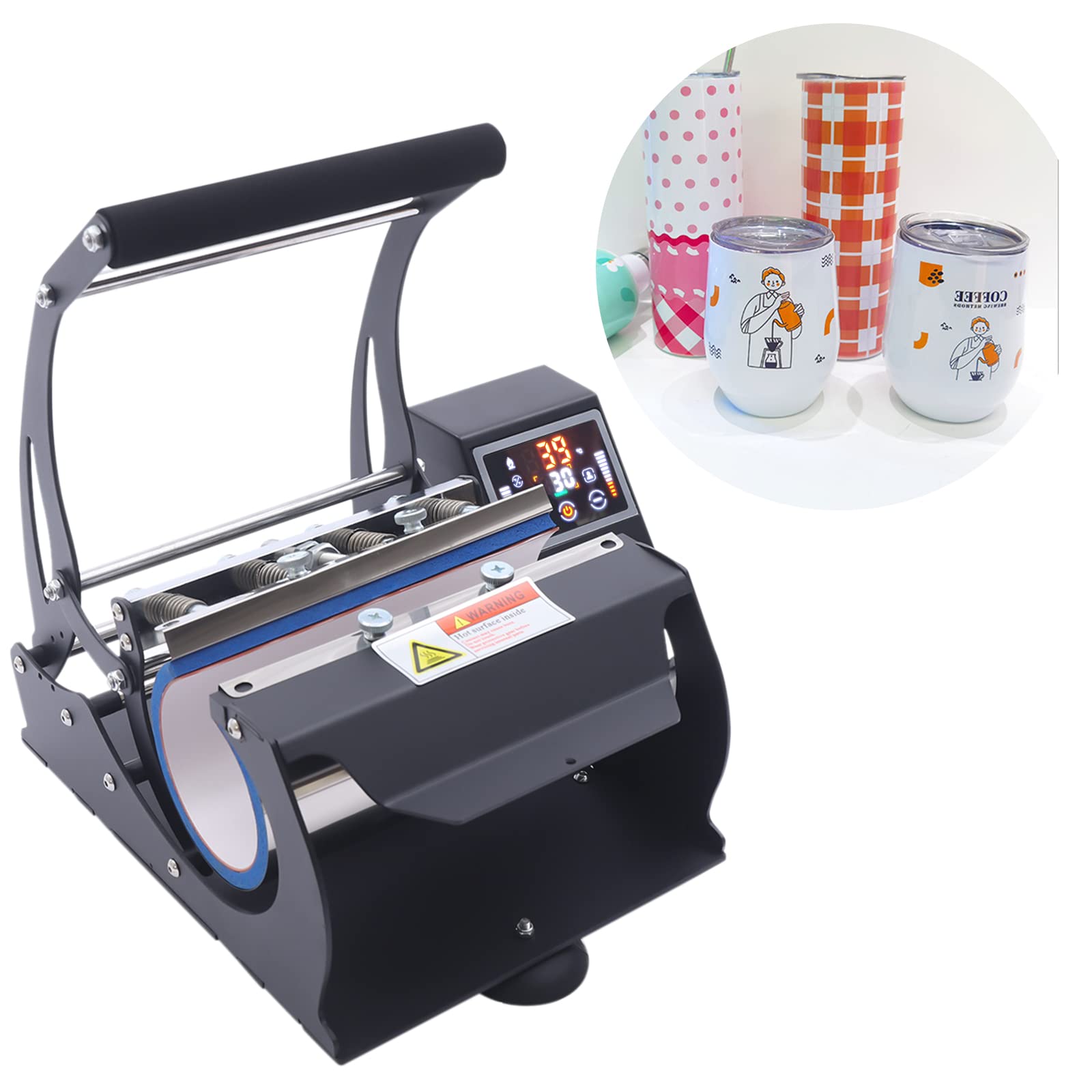 110V Tumbler Heat Press Machine - LCD Digital Automatic Coffee Mug Heat Transfer Press for 20oz Cups - Perfect for DIY Custom Tumblers, Mugs & Personalized Gifts at Home or Small Business