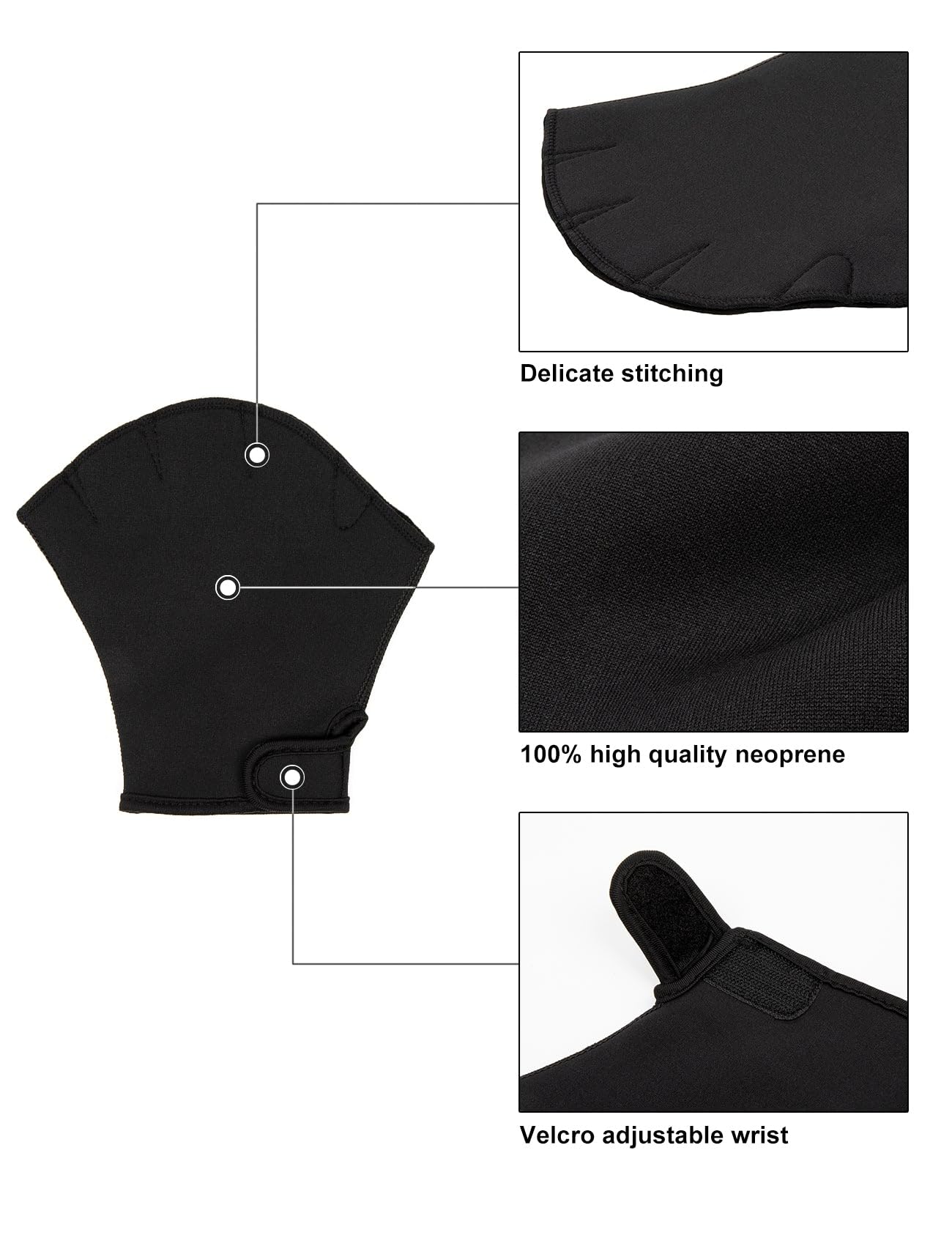 FitsT4 Webbed Swim Gloves for Water Aerobics & Fitness Training - Aqua Paddle Gloves for Swimming, Snorkeling, and Pool Workouts
