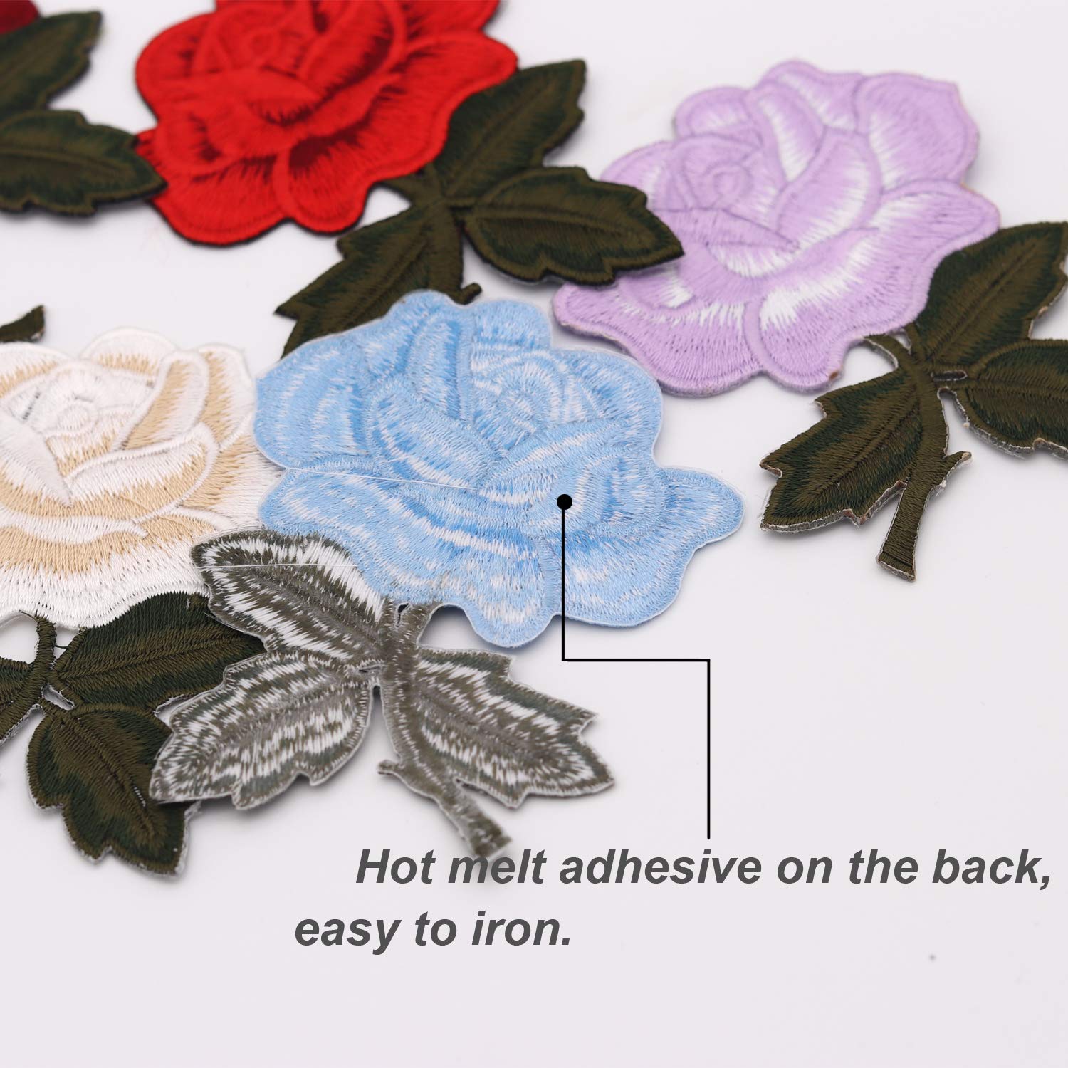 7pcs Embroidered Rose Flower Iron-On Patches for DIY Clothing & Accessories - Custom Sew On Applique for Jeans, Jackets, Kids Clothes, Bags, Backpacks, Hats & Crafts | Perfect for Denim Upcycling, Fashion Customization & DIY Gift Making (Roses 7pcs)