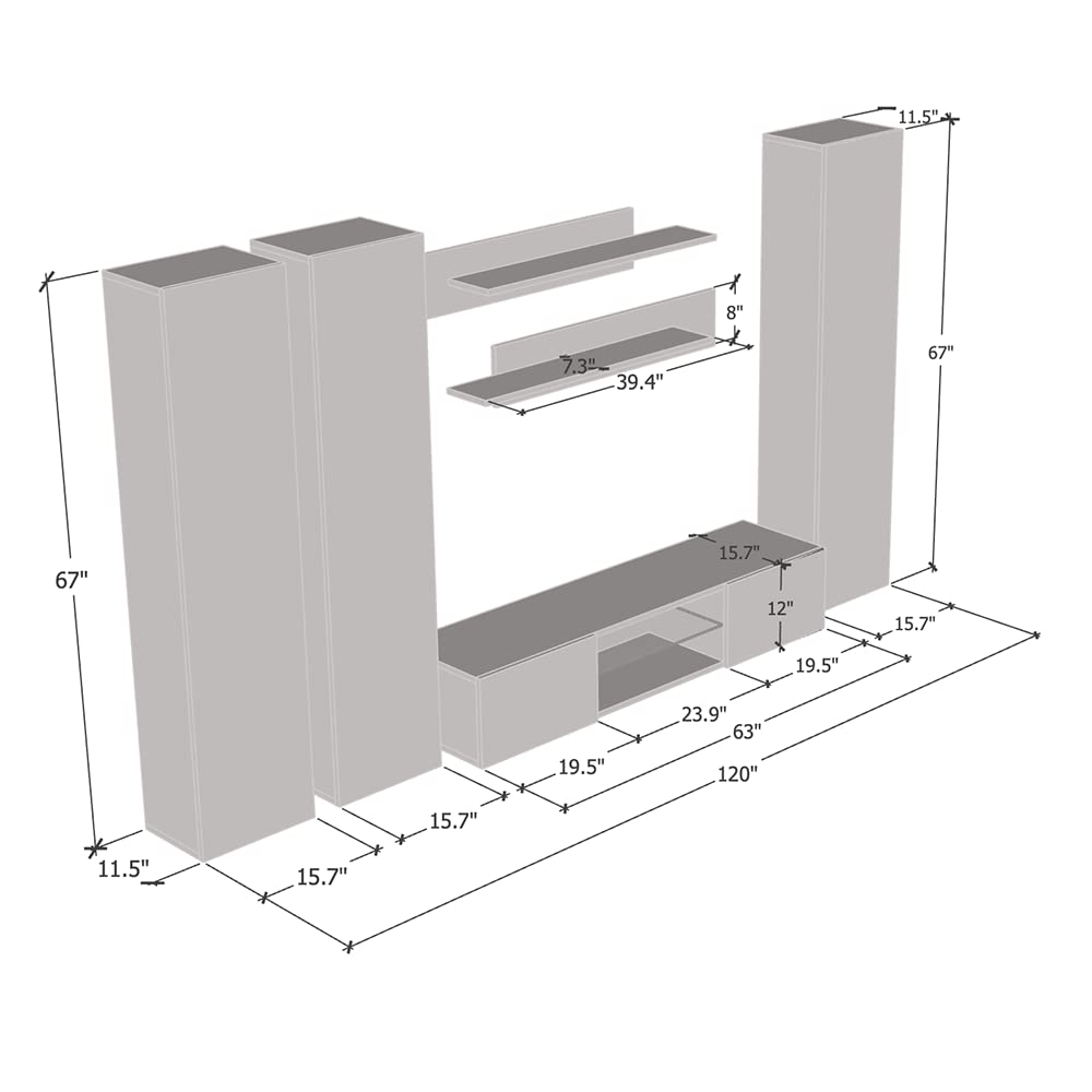 Modern Floating TV Stand with Storage & LED Lights - Wall-Mounted Entertainment Center Console for Living Room & Bedroom - Meble Fly CD1 33