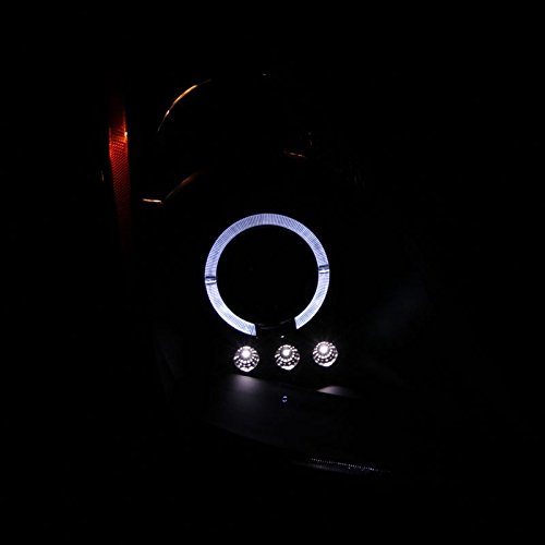 Nissan 350Z Black Projector Headlights Assembly with Halo Ring - Left & Right Pair Replacement Headlamps for Enhanced Night Driving & Custom Car Styling