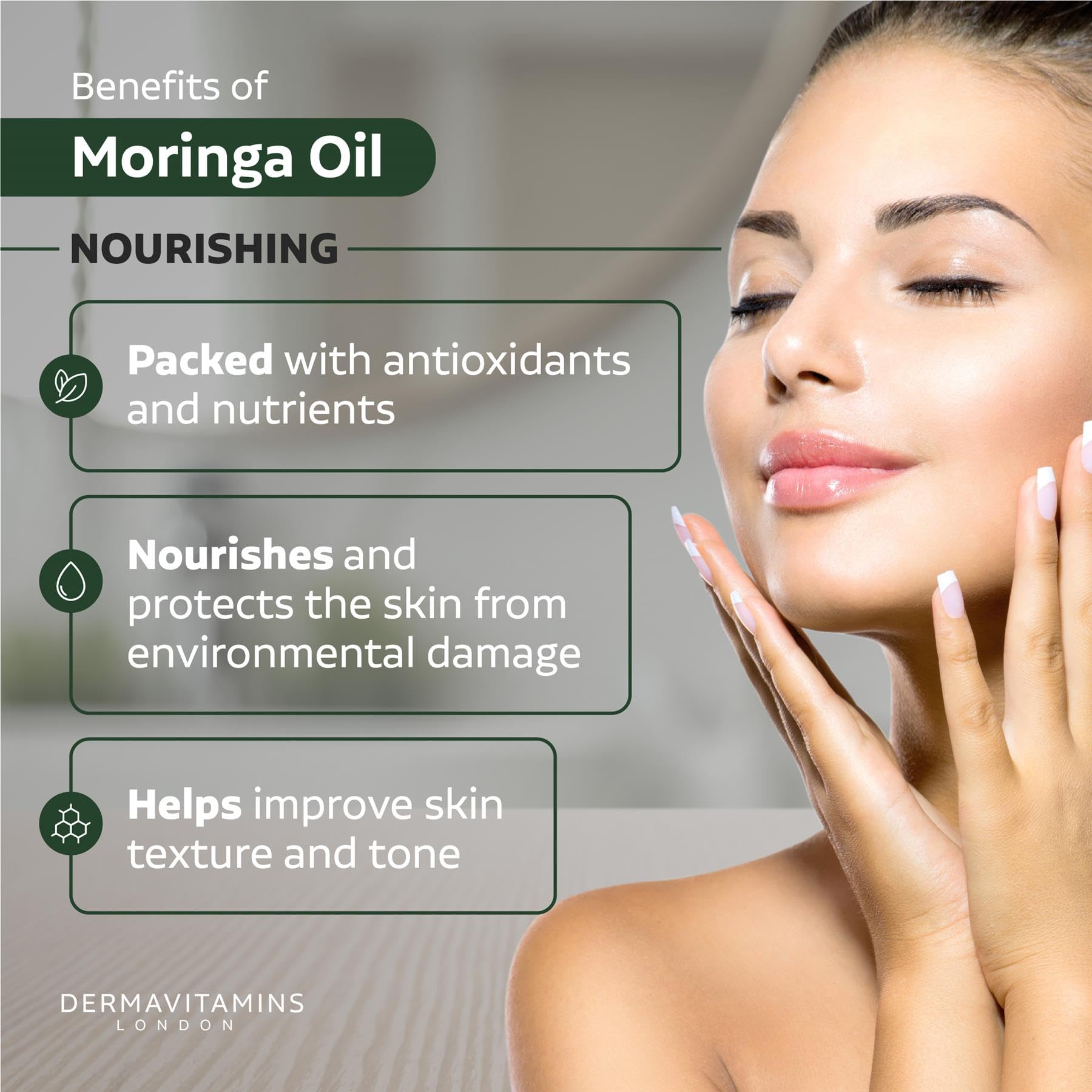 Pure 100% Moringa Oil by Dermavitamins - 10ml | Organic Cold-Pressed for Skin & Hair Care | Perfect for Moisturizing, Anti-Aging & Scalp Treatment