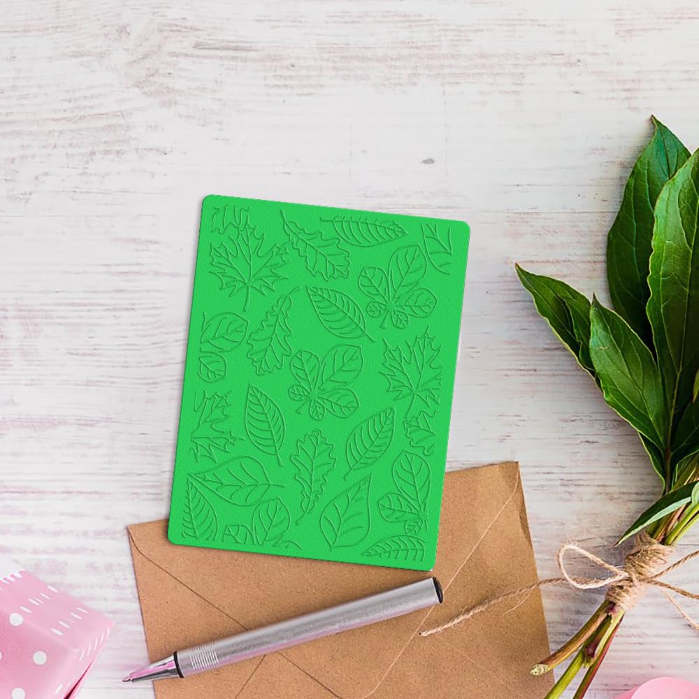 3D Fall Leaves Plastic Embossing Folders for Card Making - Thanksgiving Autumn Leaf Background Templates for DIY Scrapbooking, Photo Albums, Greeting Cards - Handmade Paper Craft Supplies for Seasonal Home Decor & Gift Wrapping