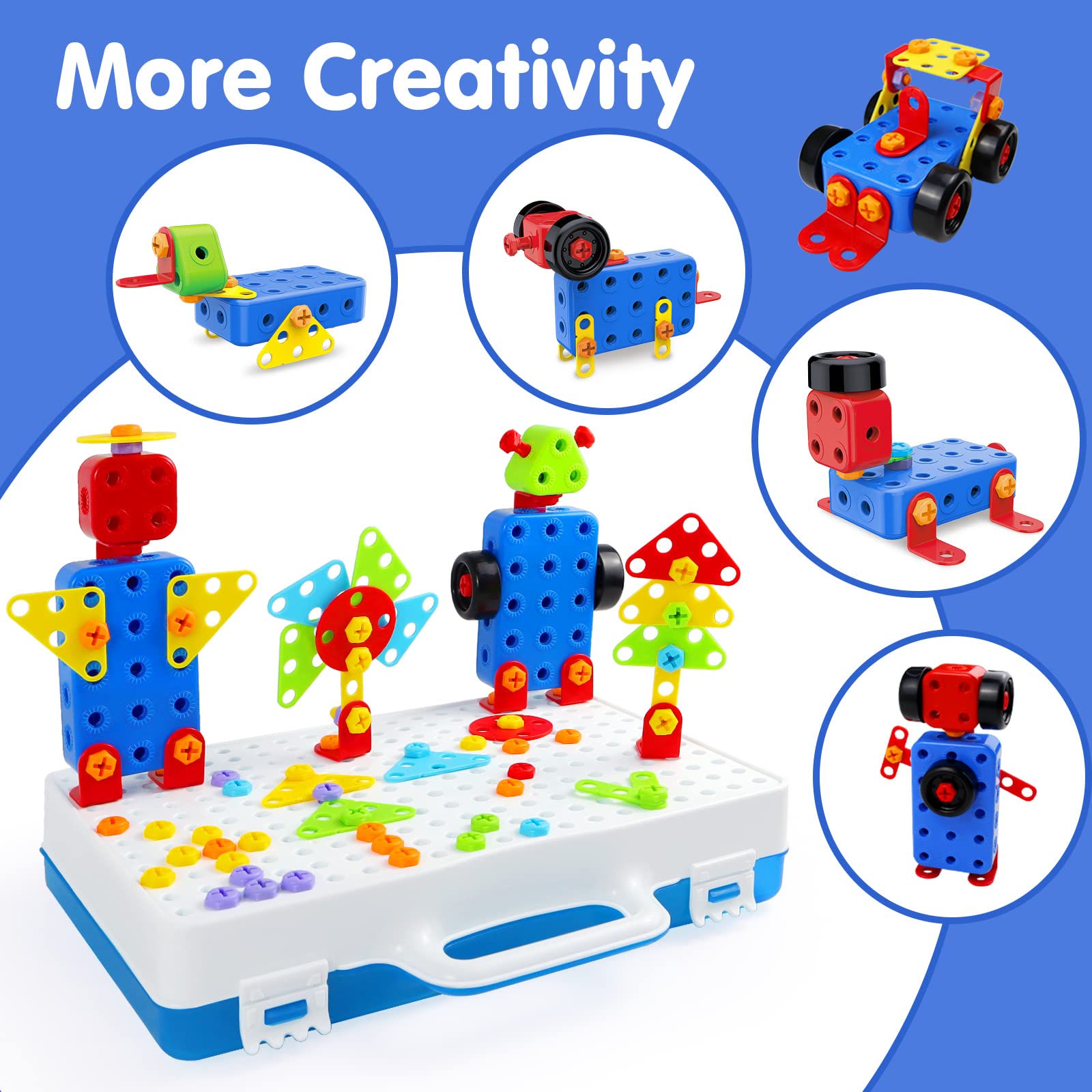 STEM Building Toys 232 Pcs - Electric Drill Construction Set for Kids Ages 3-8 | DIY Educational Engineering Kit with Mosaic Blocks | Creative Learning Gift for Boys & Girls | Perfect for Classroom STEM Activities & Home Playtime