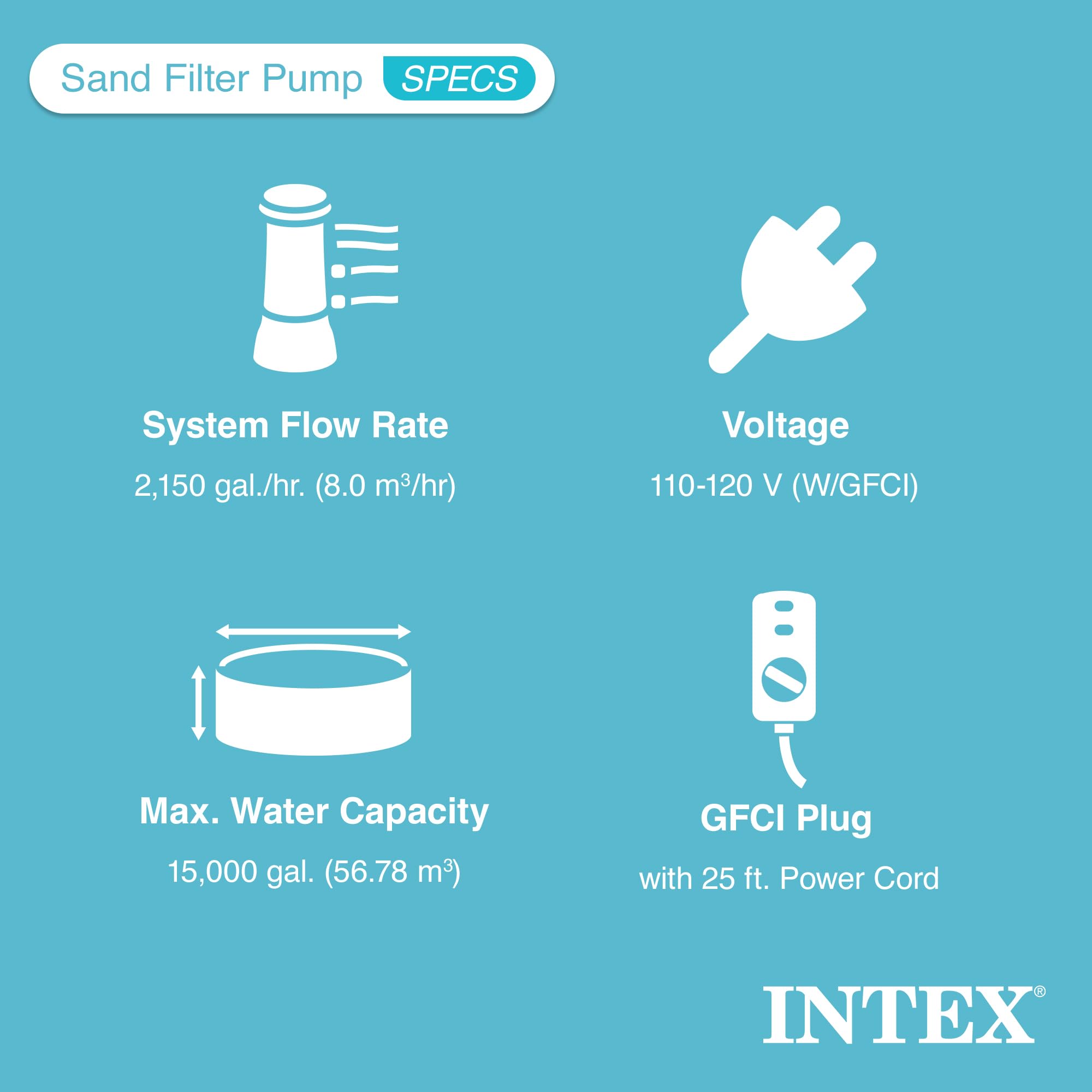 Intex Krystal Clear Sand Filter Pump & Saltwater System for Above-Ground Pools up to 15,000 Gallons - Automatic Algae Control, Pool Cleaning & Maintenance | Perfect for Backyard Swimming Pools, Summer Water Fun & Family Gatherings