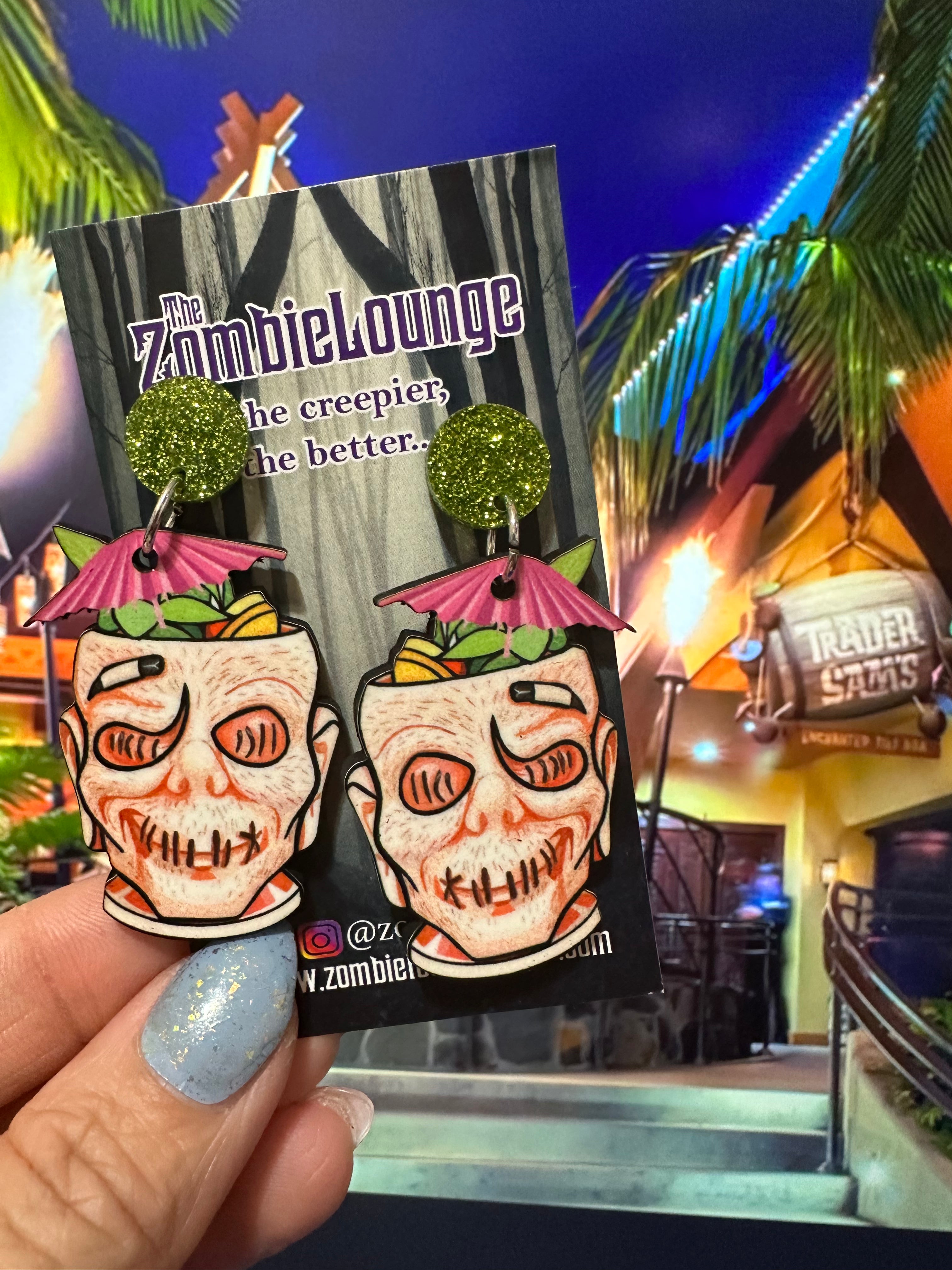 Spooky Tiki Mug Earrings - Halloween Themed Ceramic Dangle Earrings for Women | Perfect for Costume Parties, Tropical Luaus & Unique Gift Giving