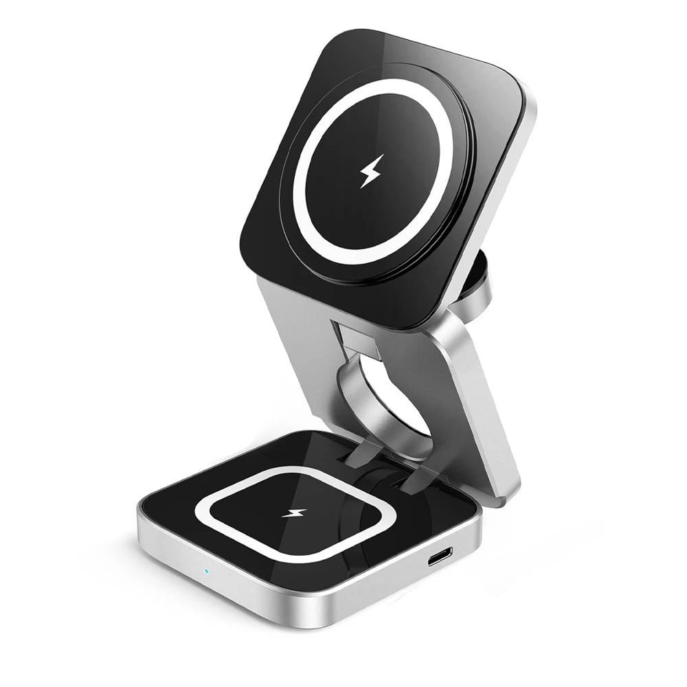 PowerFold Pro: 3-in-1 Foldable MagSafe Charging Stand for iPhone, Apple Watch & AirPods - Portable Wireless Charger for Home, Office & Travel