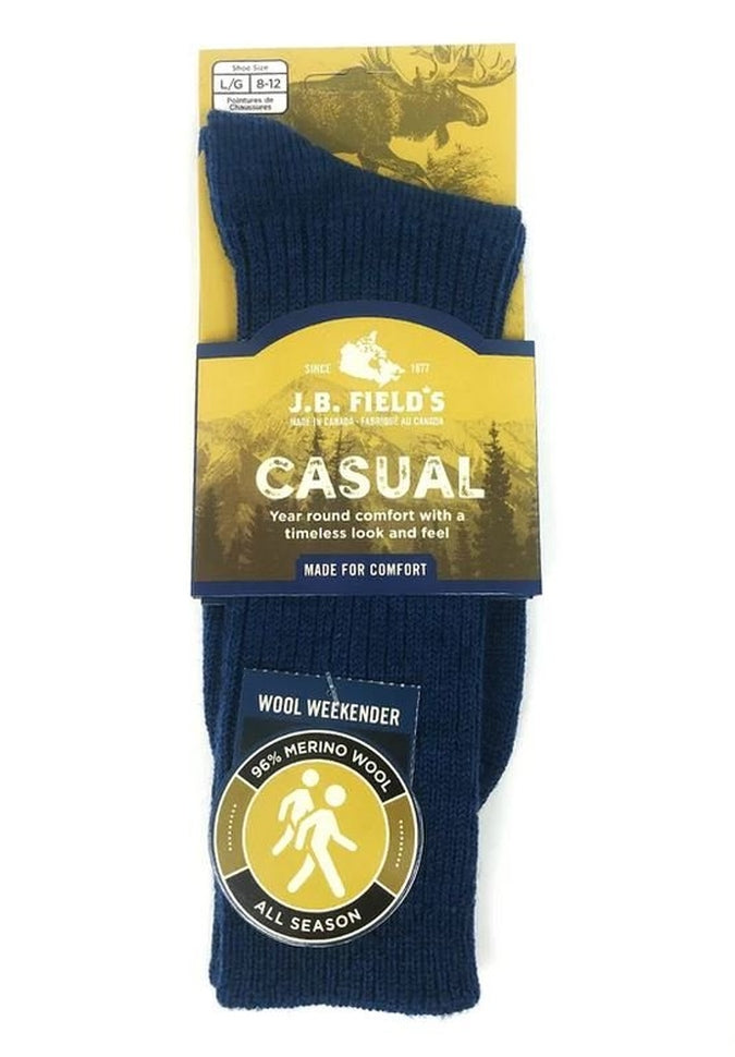 J.B. Field's Casual Wool Weekender Socks - 96% Merino Wool, Ultra Soft & Breathable for Men & Women - Perfect for Travel, Hiking & Everyday Comfort