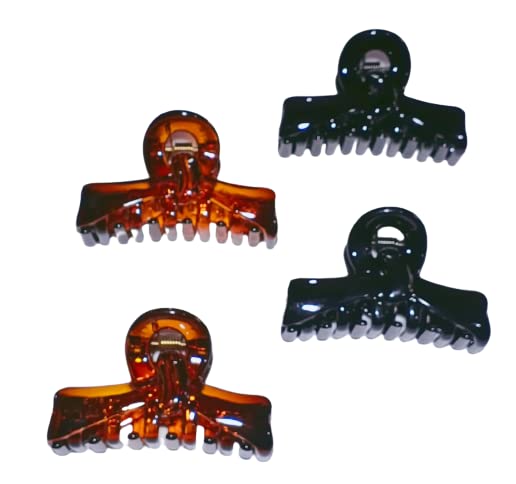 9SR SELECTION Korean Transparent Lightweight Hair Claw Clips for Women & Girls - 4 Pack (Black & Brown) | Perfect for School, Work, Gym & Everyday Hairstyles