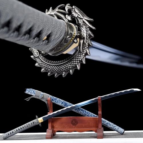 Blue Grey Dragon Katana