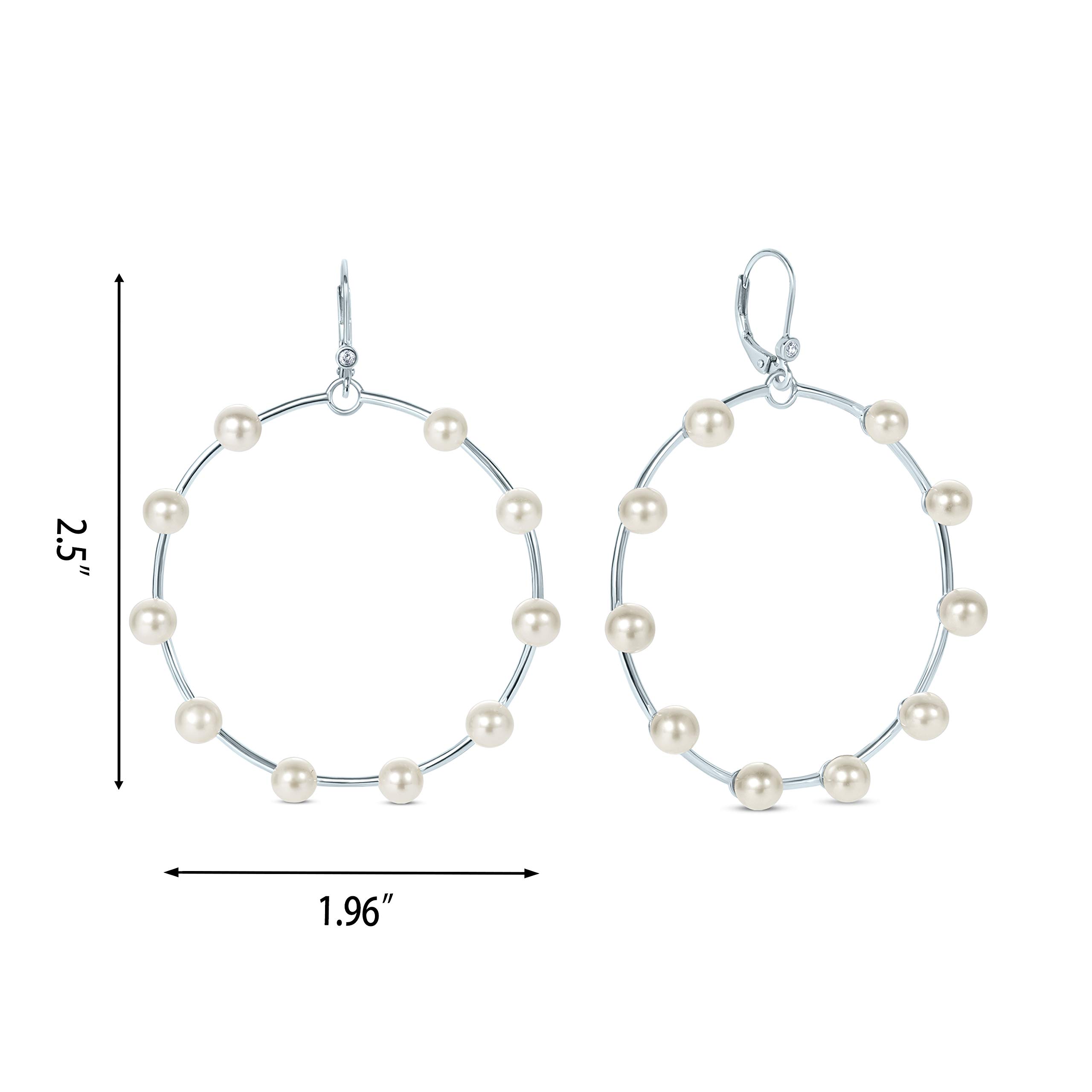 925 Sterling Silver White Cultured Freshwater Pearl Hoop Earrings - June Birthstone Jewelry for Women | Elegant Gift for Brides, Graduation & Special Occasions