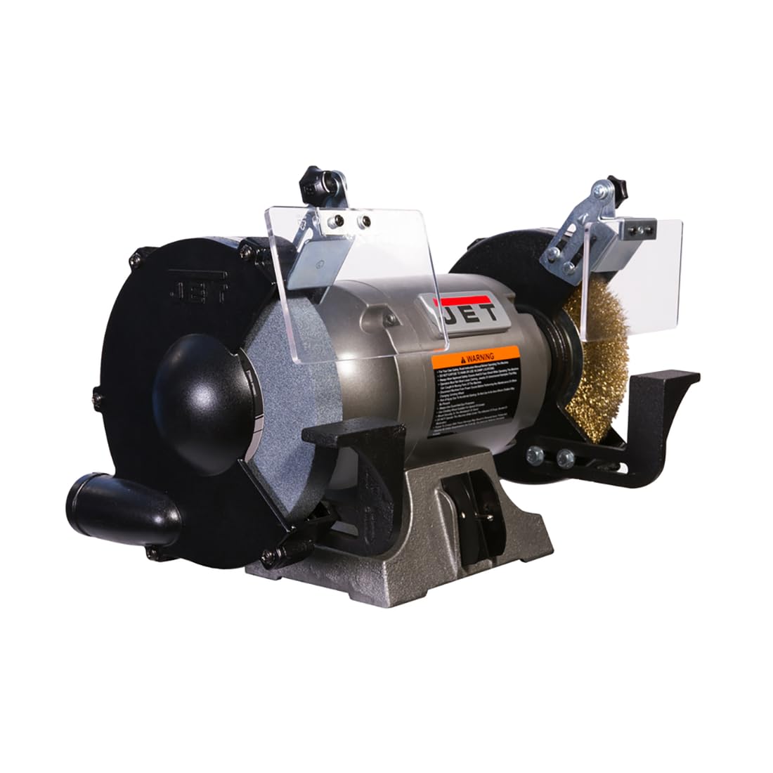 JET JBG-8W 8-Inch Bench Grinder with Wire Wheel - 1 HP Motor, 3450 RPM, 115V 1Ph - Heavy Duty Metal Grinding & Polishing Tool for Workshop, Garage & DIY Projects