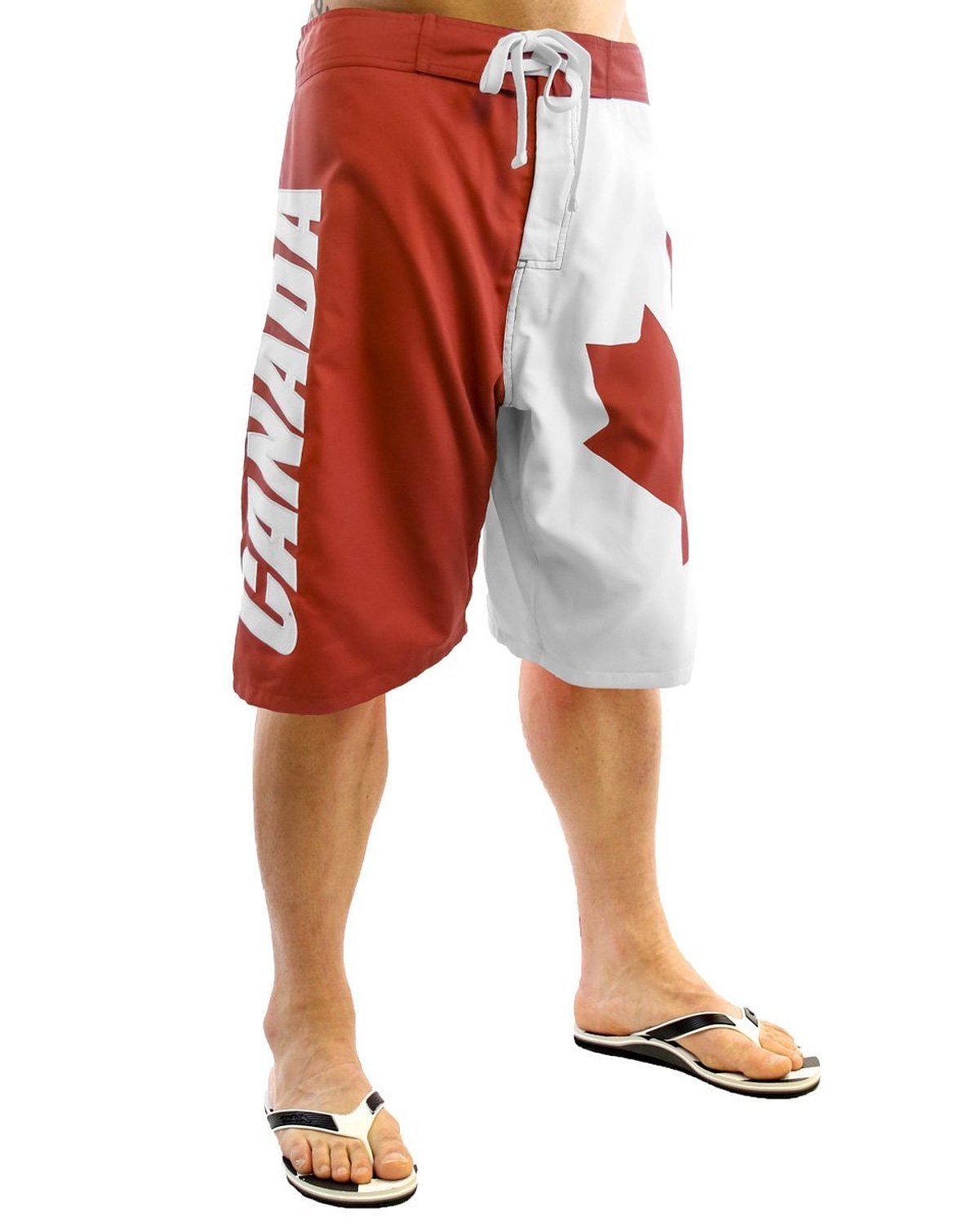 Cyberteez Canadian Flag Men's Swim Trunks - Quick Dry Board Shorts for Beach, Pool & Summer Vacation | Patriotic Swimwear for Men
