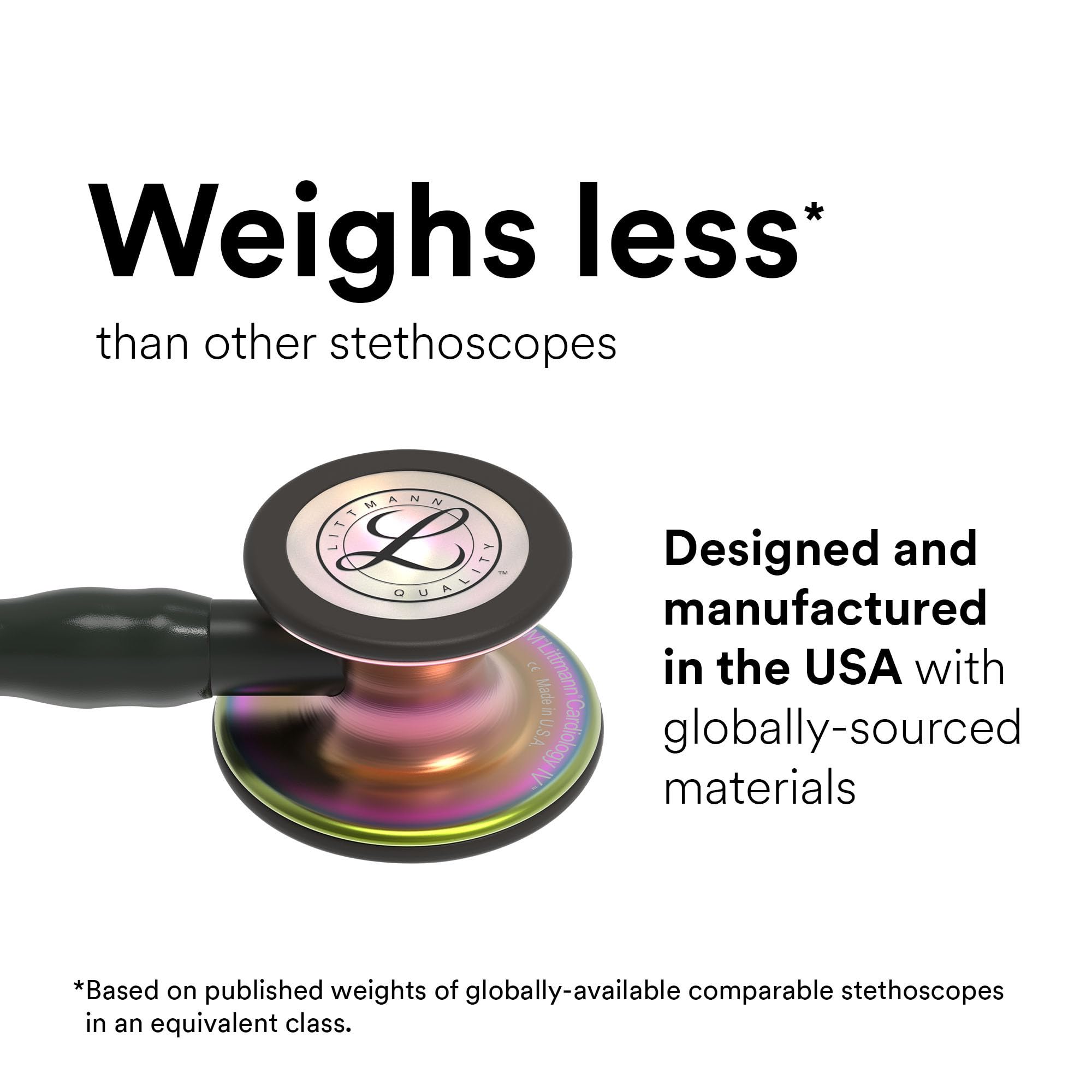 3M Littmann Cardiology IV Diagnostic Stethoscope - 6200 Model with 2X Louder Sound*, Lightweight Design**, Stainless Steel Black Chestpiece, 27