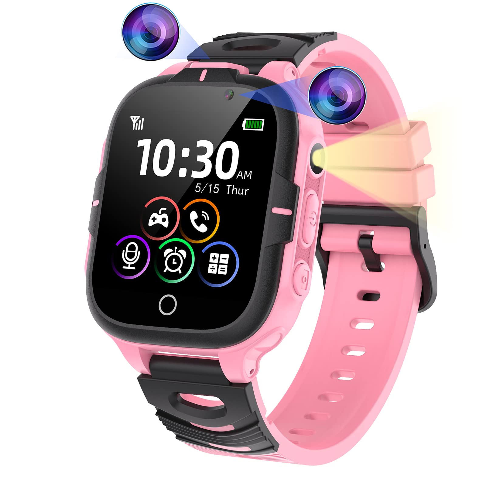 ELEJAFE Kids Smart Watch for Boys & Girls - 2 Cameras, Video, 16 Games, SOS Call, Flashlight, MP3 Player, Alarm Clock | Perfect Birthday Gift for Ages 3-12 | Ideal for Outdoor Play, School Safety & Parent-Child Communication