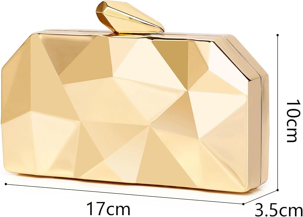 Elegant Gold Geometric Evening Clutch Bag - Metallic Wedding Party Purse for Women | Perfect for Formal Events, Prom, Gala & Special Occasions