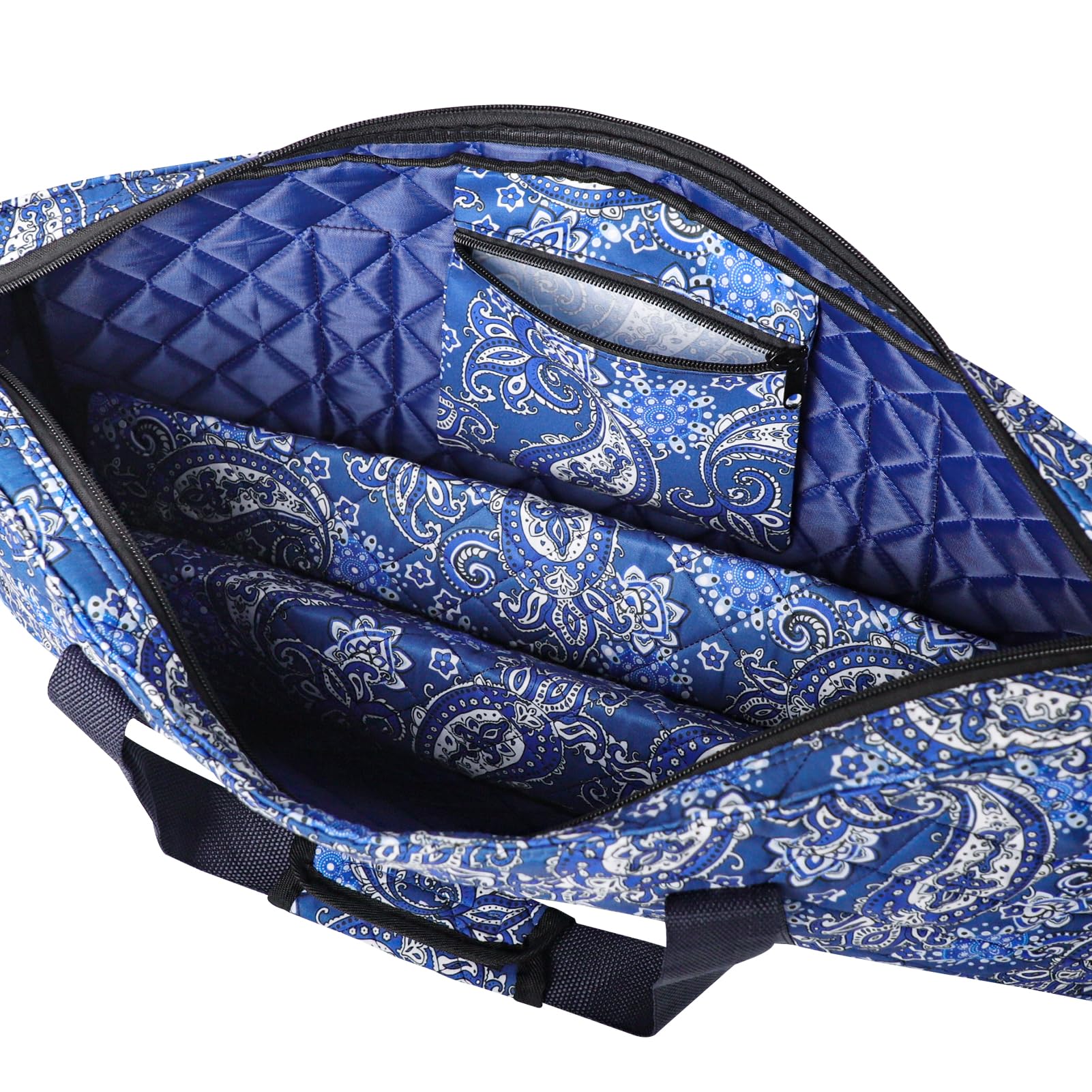 Premium Blue Printed Soft Empty Mahjong Bag for American Mahjong - Includes 2 Wrappers (Case Only, Tiles & Accessories Not Included) - Perfect for Storage, Travel & Game Nights