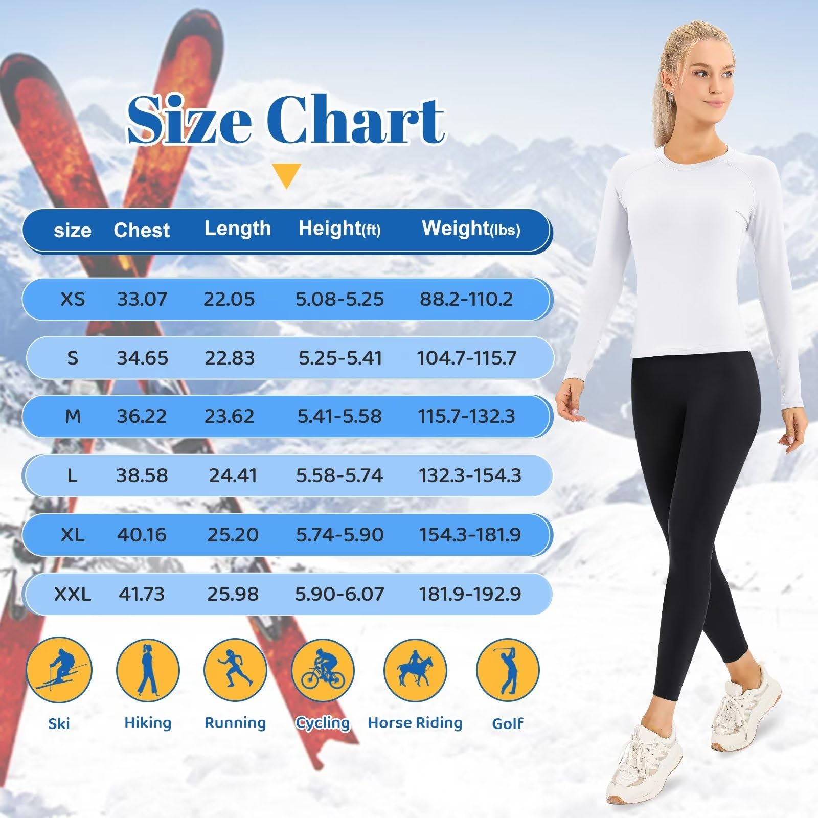 Women's Fleece Lined Thermal Shirts - UPF 50+ Long Sleeve Winter Base Layer Top with Moisture Wicking & Compression - Perfect for Skiing, Hiking, and Cold Weather Outdoor Activities