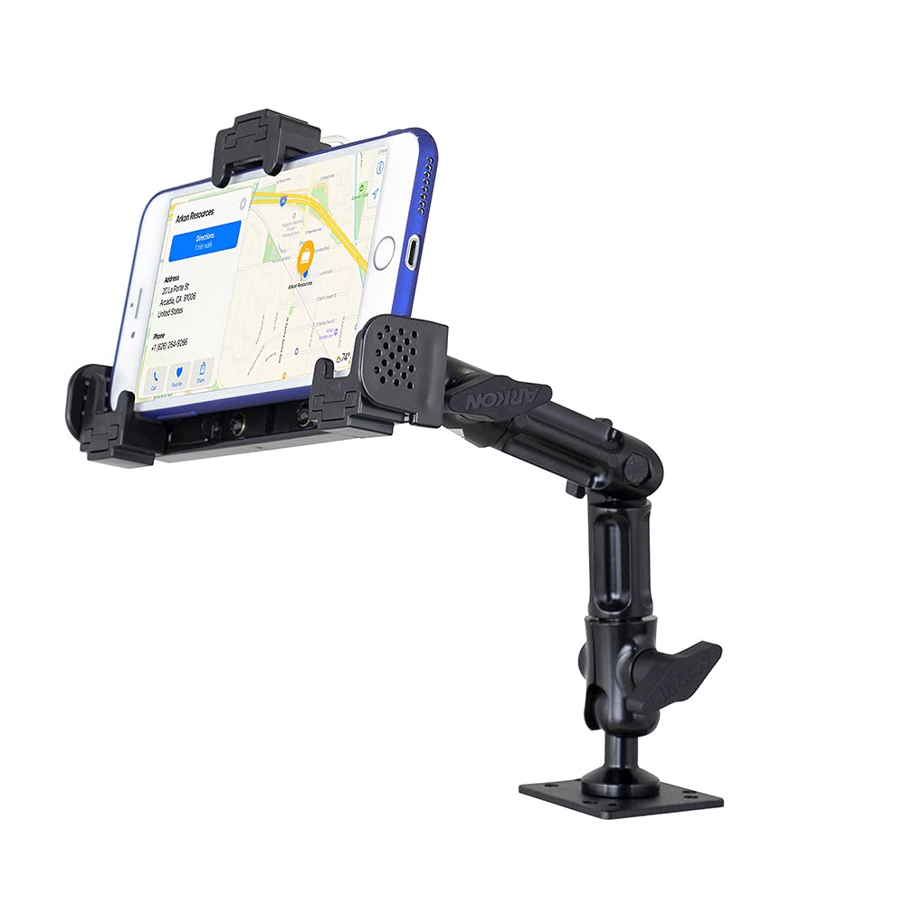 ARKON SM9HD6 Heavy Duty Multi-Angle Locking Phone Mount with 4-Hole AMPS Drill Base - Secure Smartphone Holder for Trucks, ATVs, Construction Equipment & Work Vehicles