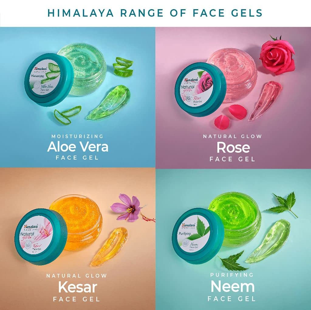Himalaya Moisturizing Aloe Vera Face Gel 100ml - Soothing Hydration for Dry & Sensitive Skin (Pack of 2) | Perfect for Daily Skincare Routine & Sunburn Relief