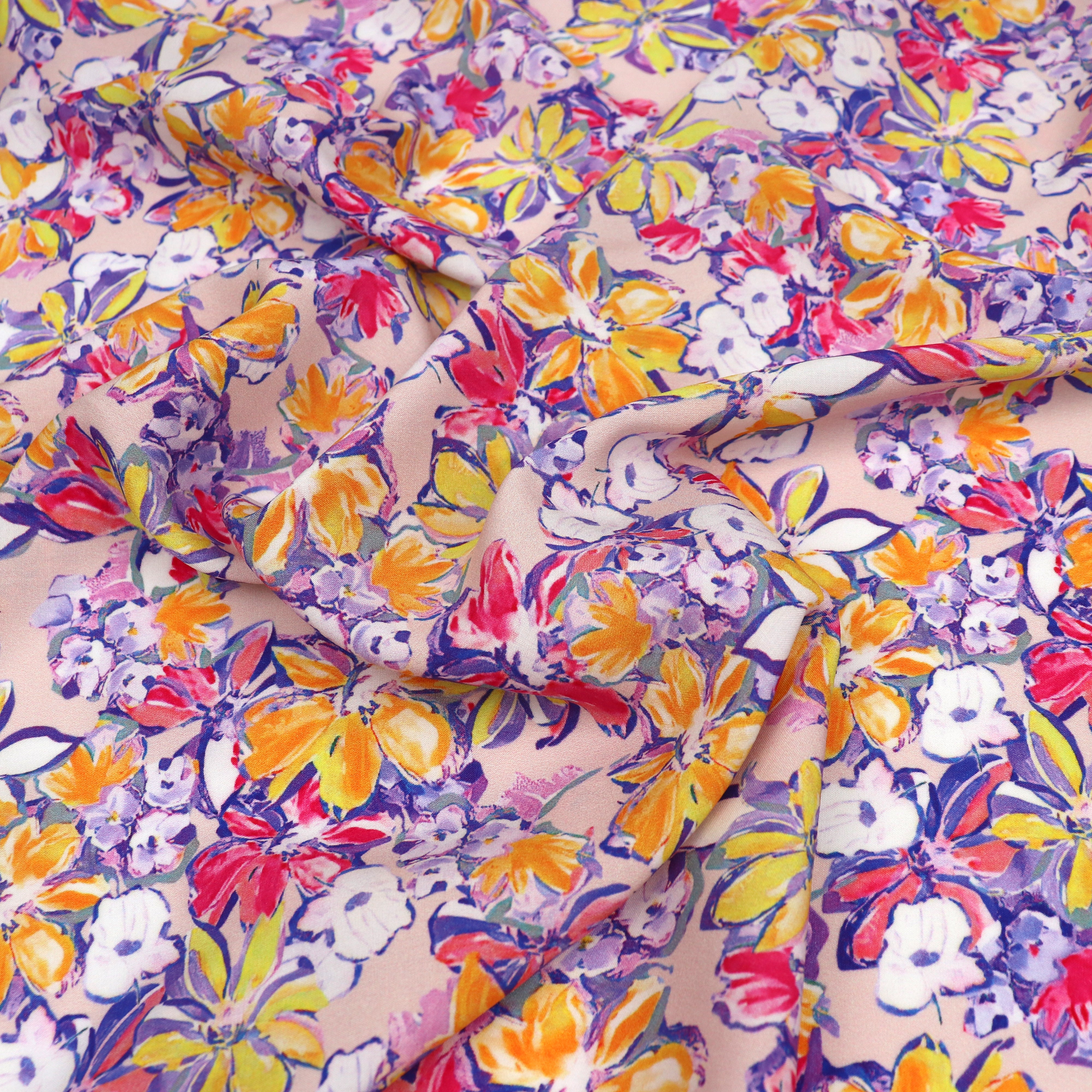 Viscose Lawn Fabric with Lenzing™ EcoVero™ Fibers | Floral Collage Print | Eco-Friendly Dress Material for Summer Dresses & Blouses