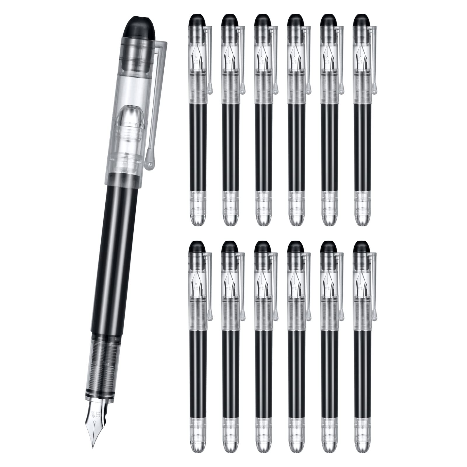 EEOYU 12-Pack Black Disposable Fountain Pens - Smooth Writing for Office, Sketching, Journaling & Calligraphy | Perfect for Students, Artists & Gift Giving (Black) - Ideal for School, Work & Creative Projects