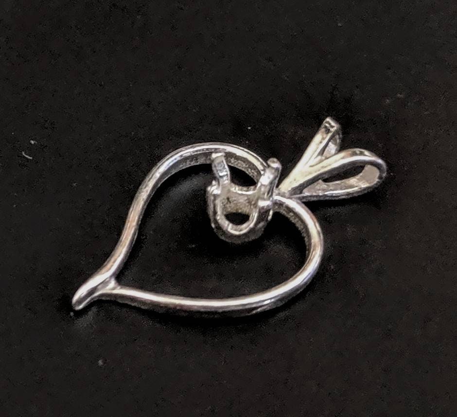 Solid Sterling Silver or 14kt Gold 4mm Round Fancy Heart Pendant Setting - Handcrafted in USA | Perfect for Necklaces, Bracelets & Jewelry Making - Gift for Valentine's Day, Anniversary & Special Occasions