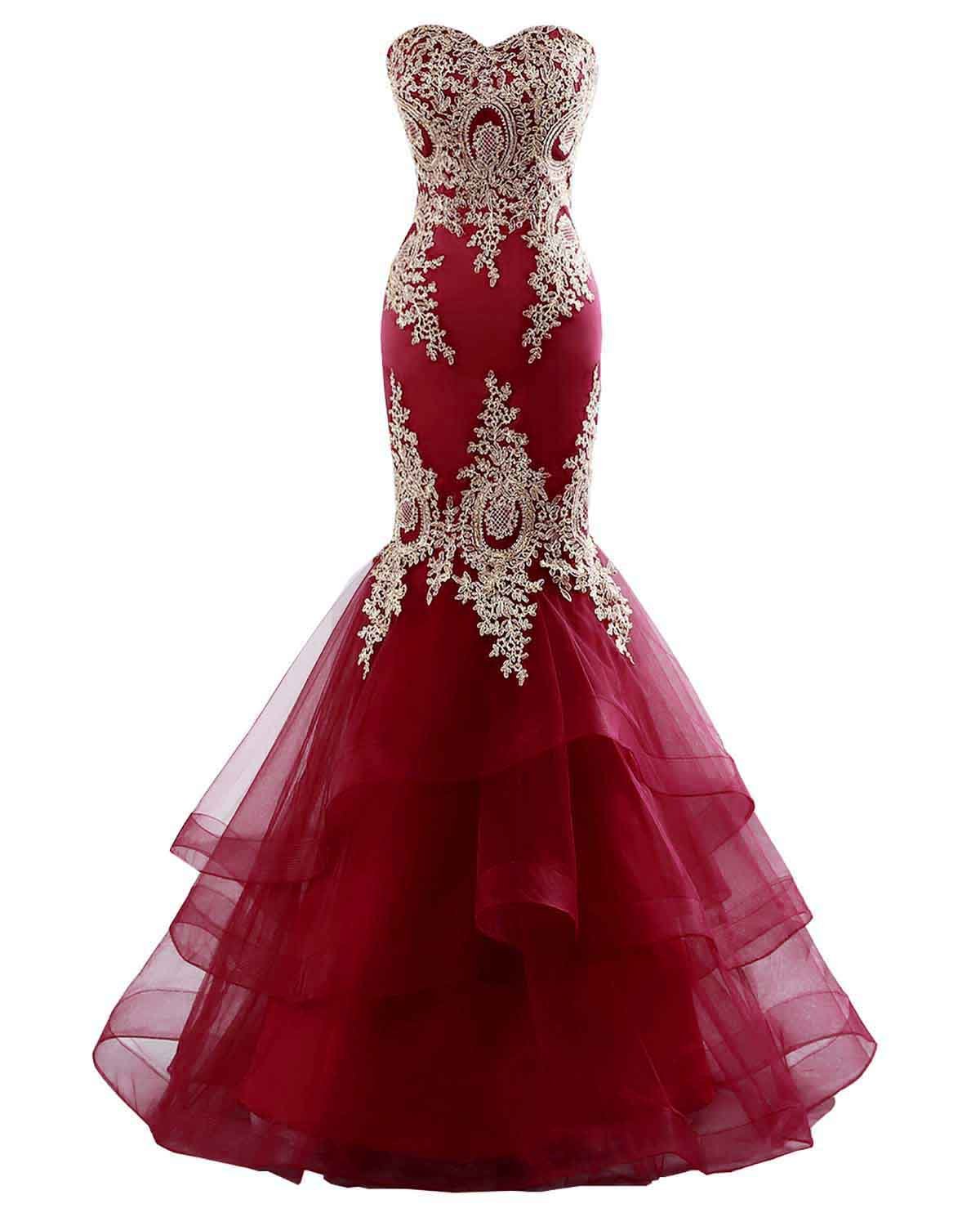 Elegant Mermaid Tulle Prom Dresses 2023 - Lace Appliques Formal Evening Gowns for Women | Wedding, Bridal, Party & Special Occasion Dresses