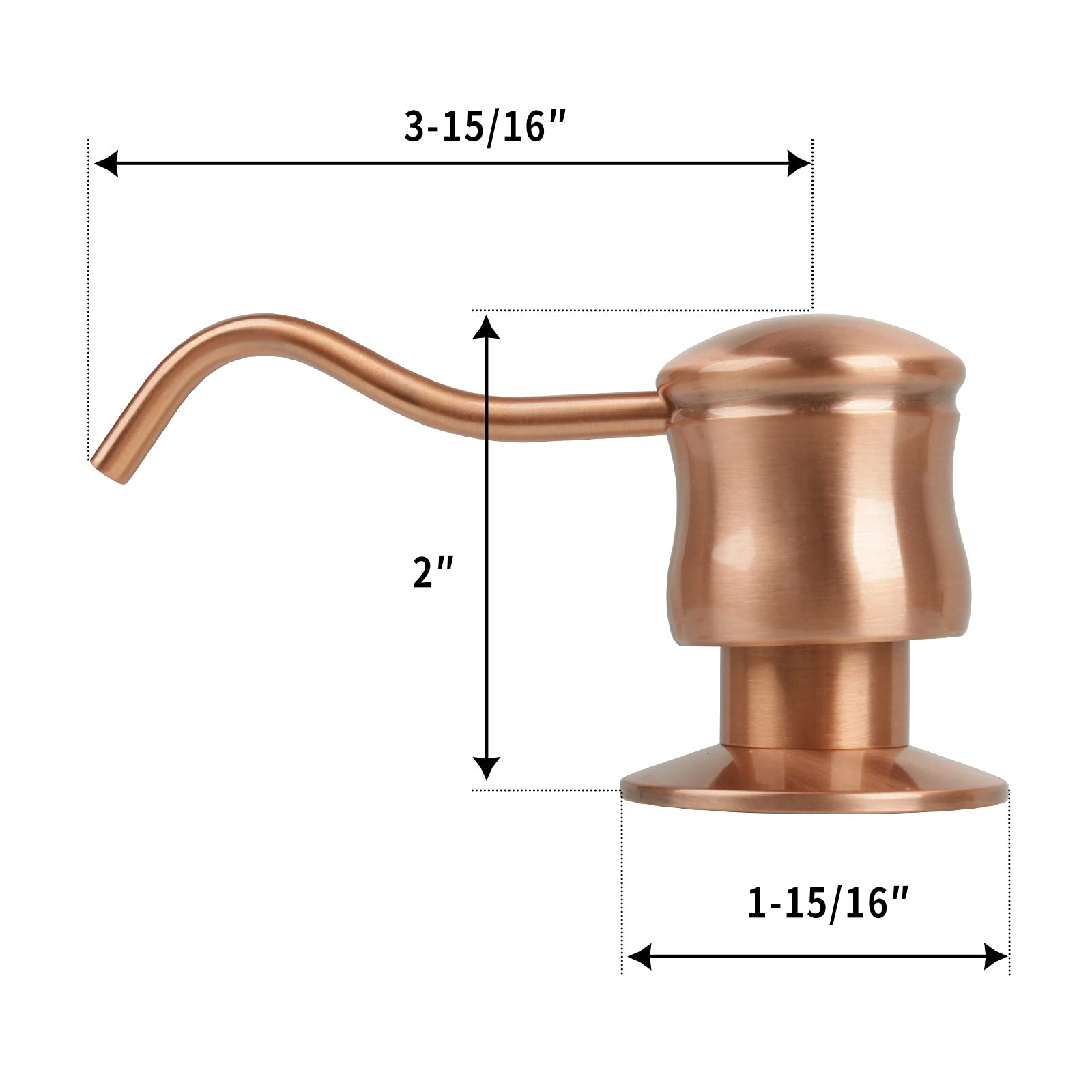 Akicon Copper Kitchen Faucet with Soap Dispenser - Single Handle Solid Brass High Arc Pull Down Sprayer Head - Deck Plate Included - Perfect for Modern Farmhouse & Industrial Style Kitchens