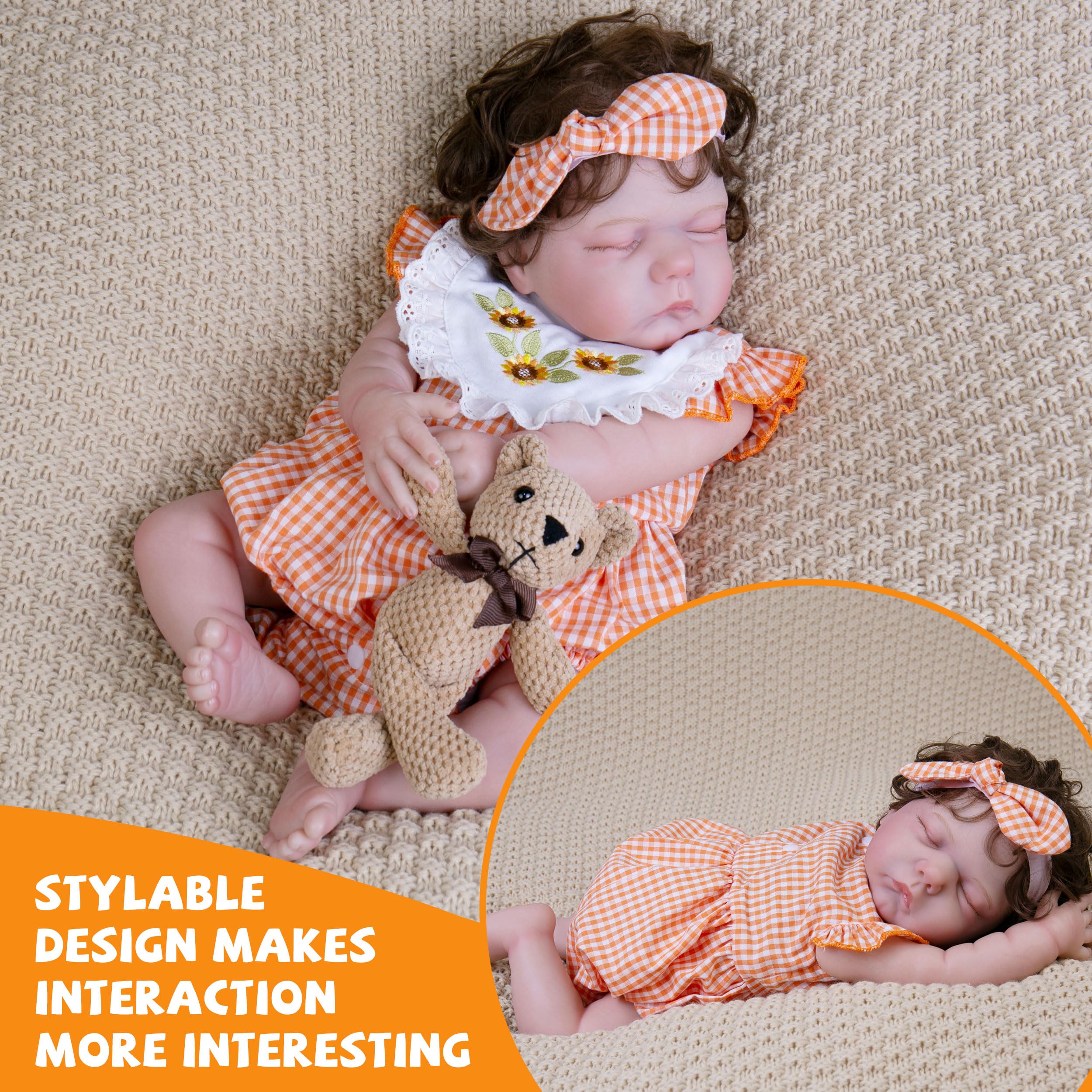 Milidool 20-Inch Realistic Reborn Baby Doll - Lifelike Poseable Newborn Girl Doll with Soft Cloth Body, Perfect Gift for Kids Age 3+ | Great for Role Play, Collecting, and Emotional Comfort
