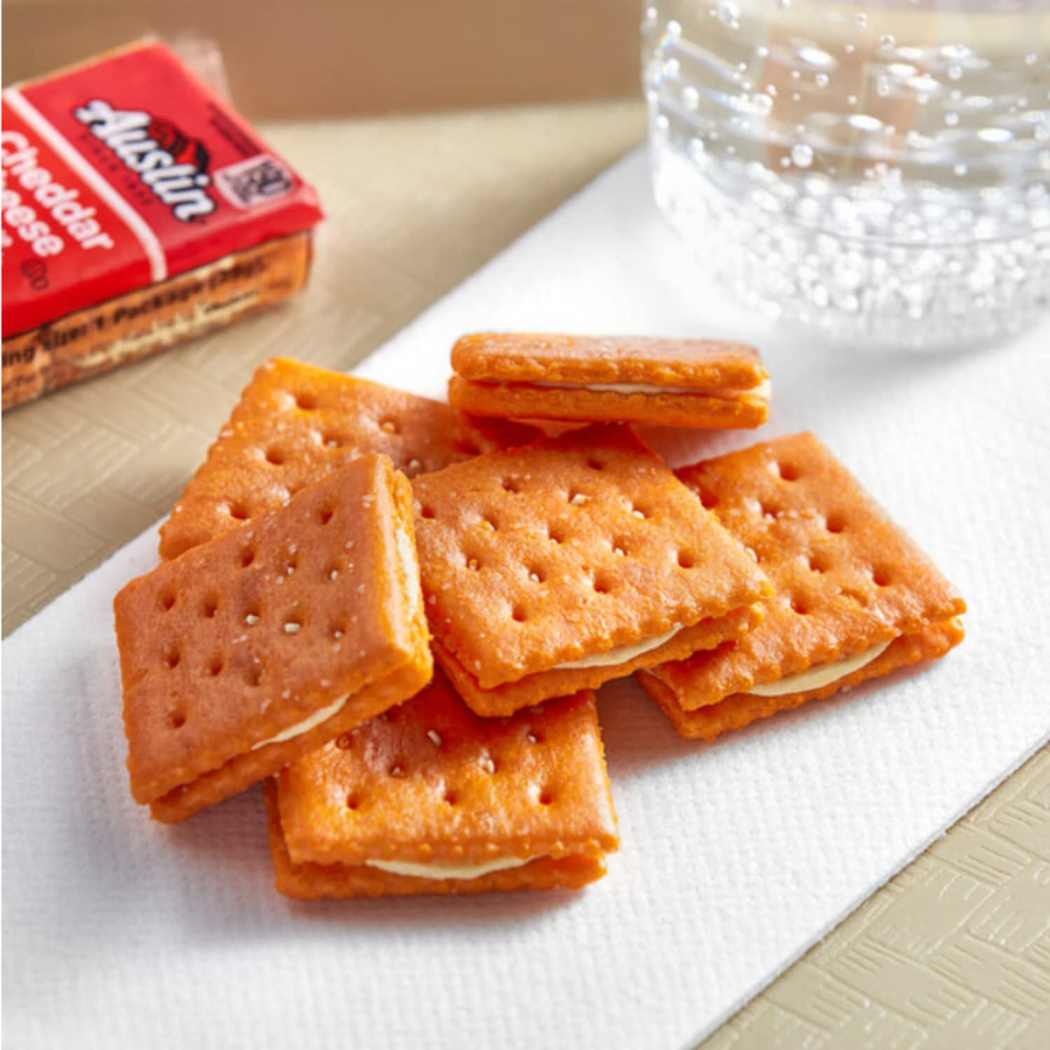 Cheddar Cheese Sandwich Crackers - Single Serve Snack Pack (11 oz) | Perfect for Office Lunches, Kids School Snacks & On-the-Go Treats