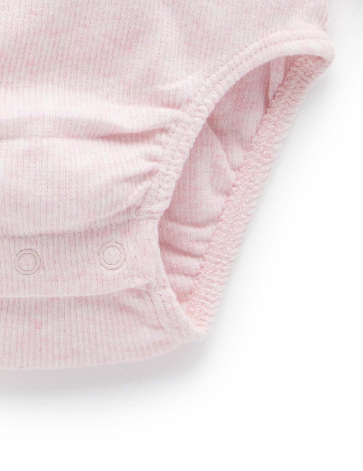 Purebaby Organic Cotton Ribbed Long Sleeve Bodysuit for Babies - Soft Pink Mélange | Comfortable Infant Onesie for Everyday Wear & Playtime