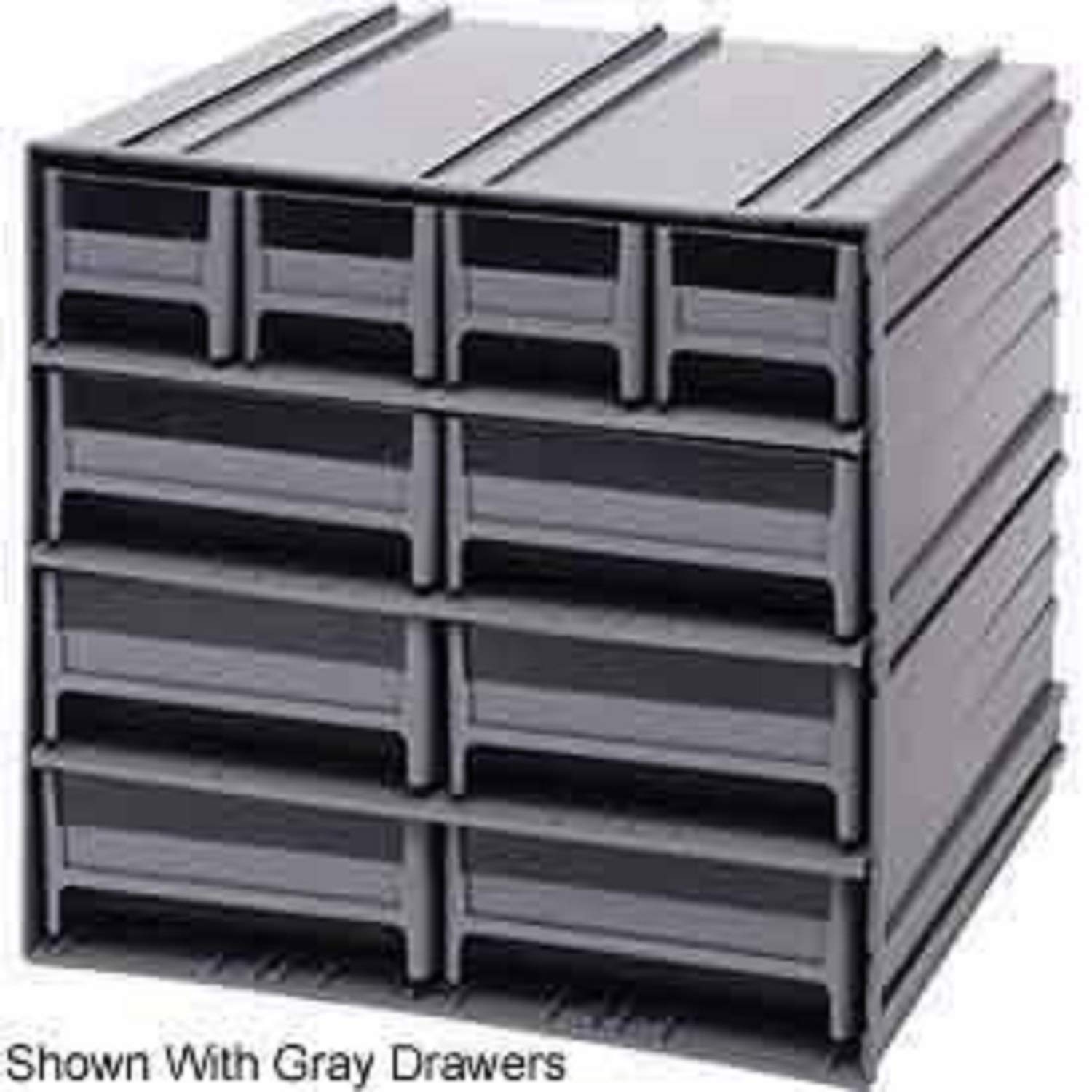 Quantum QIC-4163RD 10-Drawer Interlocking Storage Cabinet - Gray with Red Drawers (11.38 x 11.75 x 11 Inches) - Perfect for Home Office, Garage Organization & Craft Room Storage
