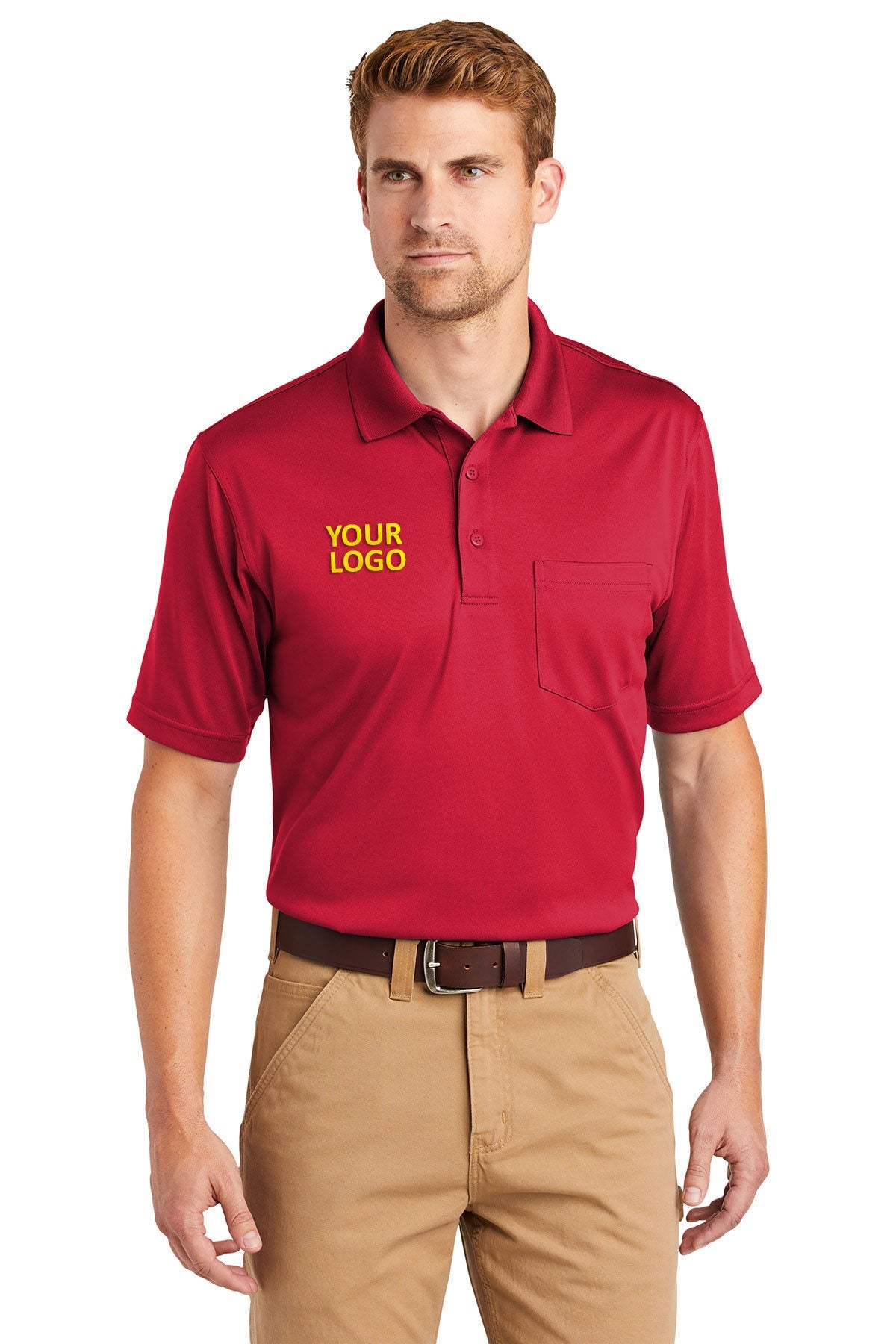 CornerStone Snag Proof Pocket Polo Shirt for Men - Comfortable Red Golf & Casual Wear - Perfect for Office, Outdoors & Travel