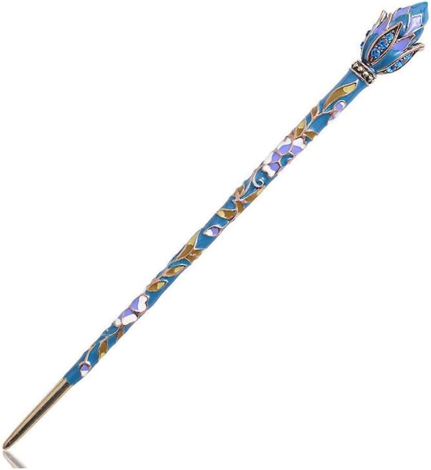 Elegant Chinese Style Lotus Flower Enamel Hair Pin Stick - DUUDAH Hair Clips for Women, Hair Sticks & Hair Forks, Metal Jewelry Hair Accessories for Weddings, Parties and Special Occasions