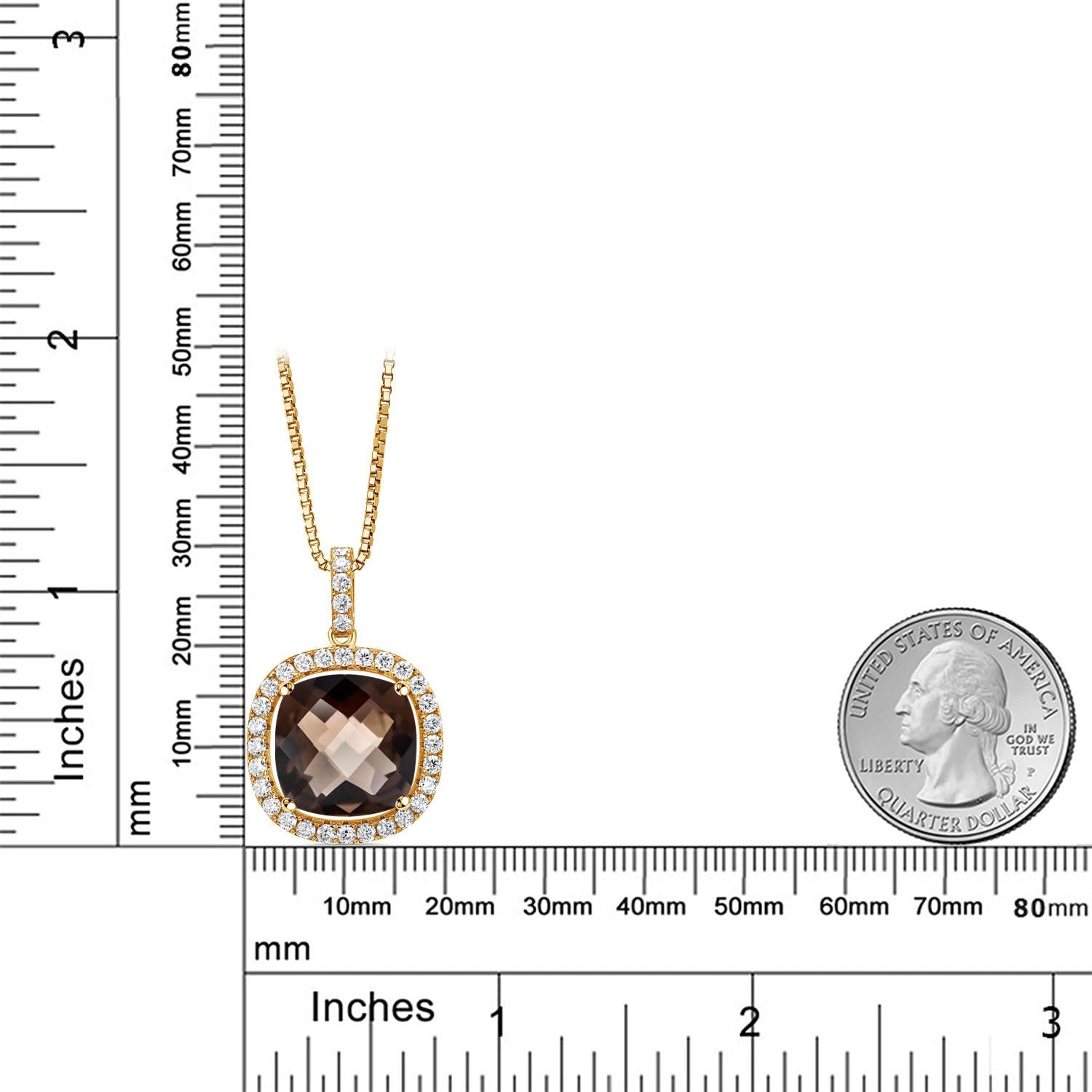 18K Yellow Gold Plated Silver 14MM Cushion Birthstone & White Moissanite Pendant Necklace for Women | Halo Design with 18 Inch Chain | Elegant Gift for Birthday, Anniversary & Special Occasions