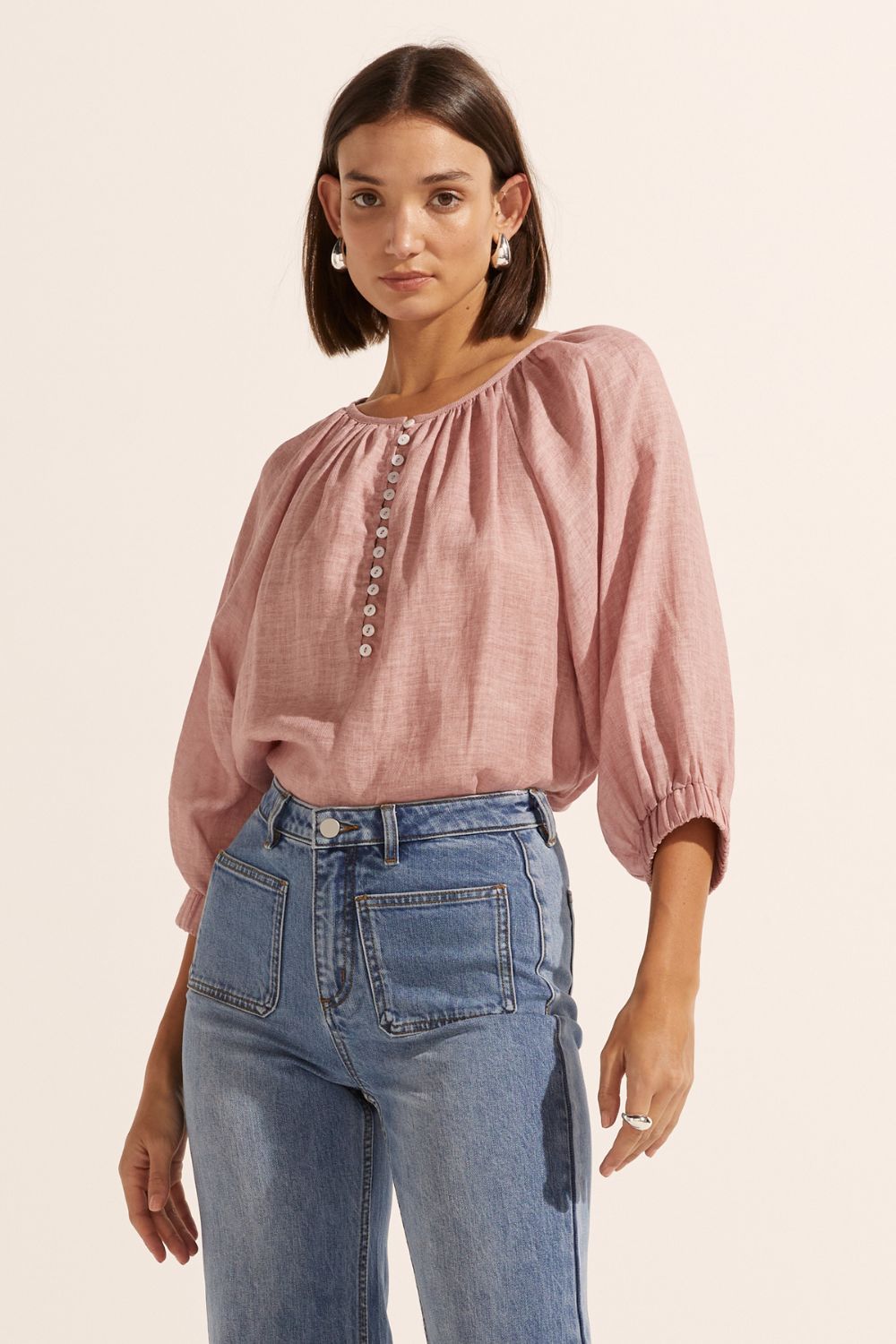 Imbue Petal Front Button Relaxed Top - Comfortable Women's Blouse for Casual Wear, Office & Outings